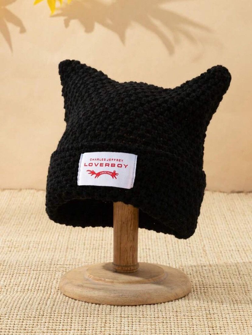 Vintage 1pc Men's Unique Cat Ears Sewn Label Y2K Knit Beanie Size ONE SIZE - 2 Thumbnail