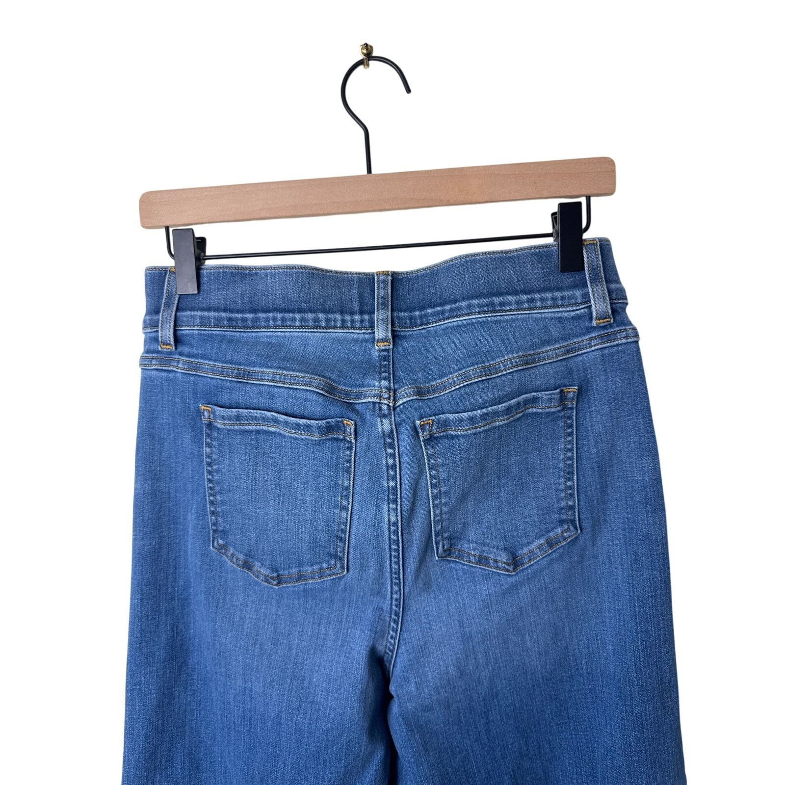 Spanx SPANX Seamed Front Wide Leg Pull On Denim Jeans Frayed Hem Size 29" - 4 Thumbnail