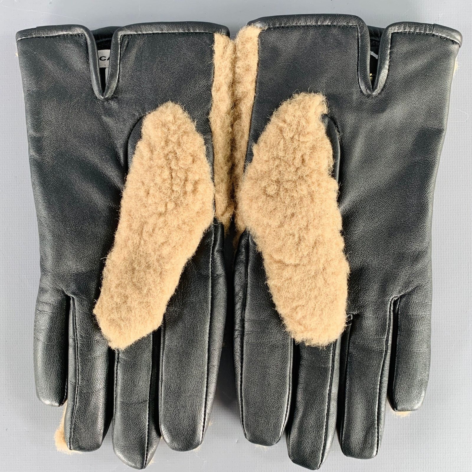 Carven CARVEN Size 9 Tan Black Sheep Leather Alpaca Blend Gloves Size ONE SIZE - 2 Thumbnail