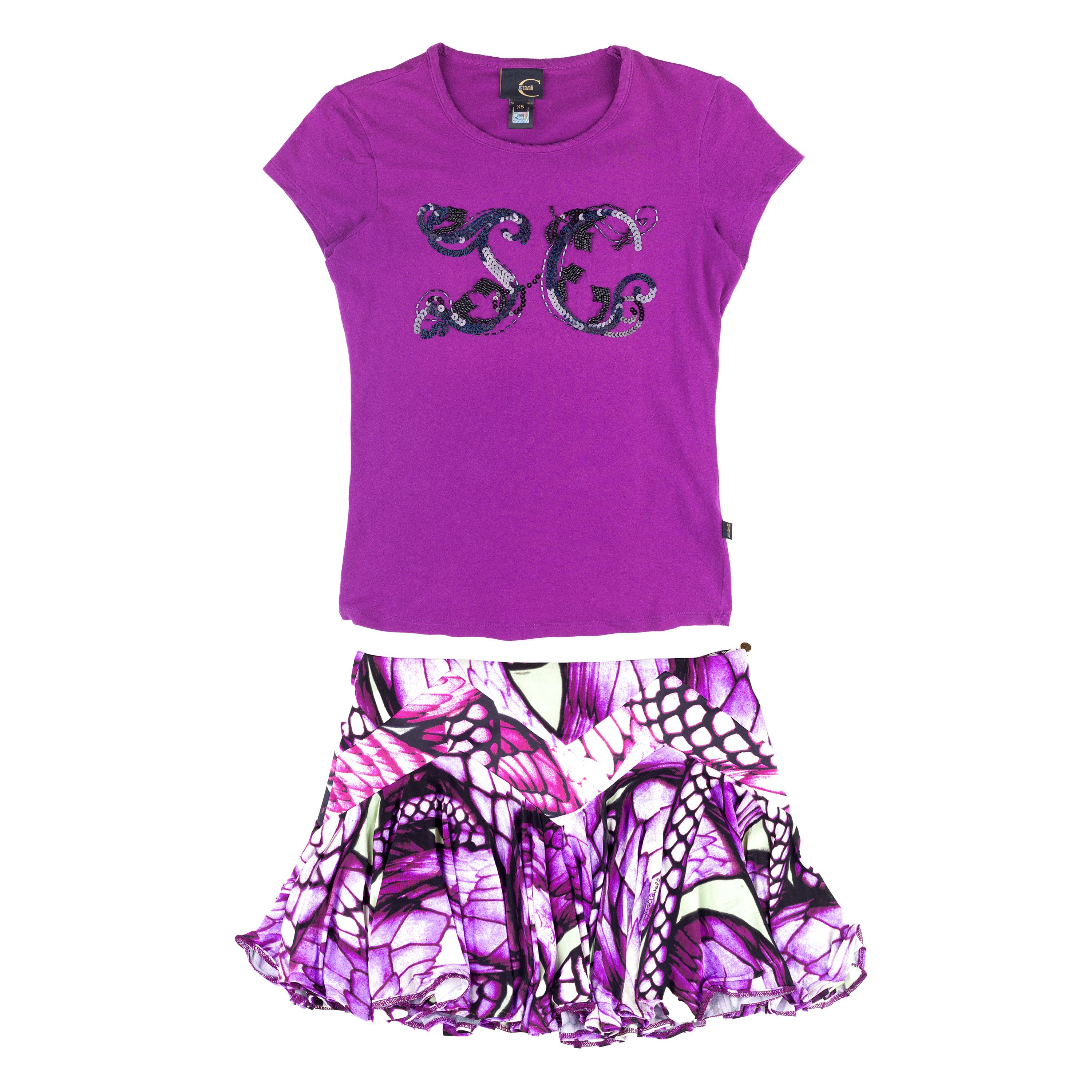 Just Cavalli Just Cavalli Vintage Purple Top and Skirt Set (XS-M) Size 27" / US 4 / IT 40 - 1 Thumbnail