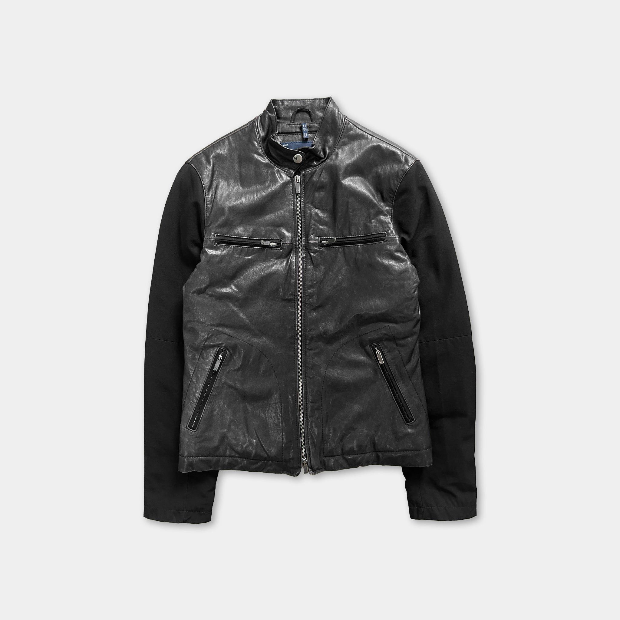 Armani Armani Jeans Black Leather Sleeves Jacket Size US M / EU 48-50 / 2 - 1 Thumbnail