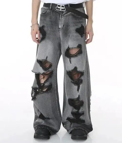 Japanese Brand Worn Out Wide Leg Denim Size US 29 - 5 Thumbnail