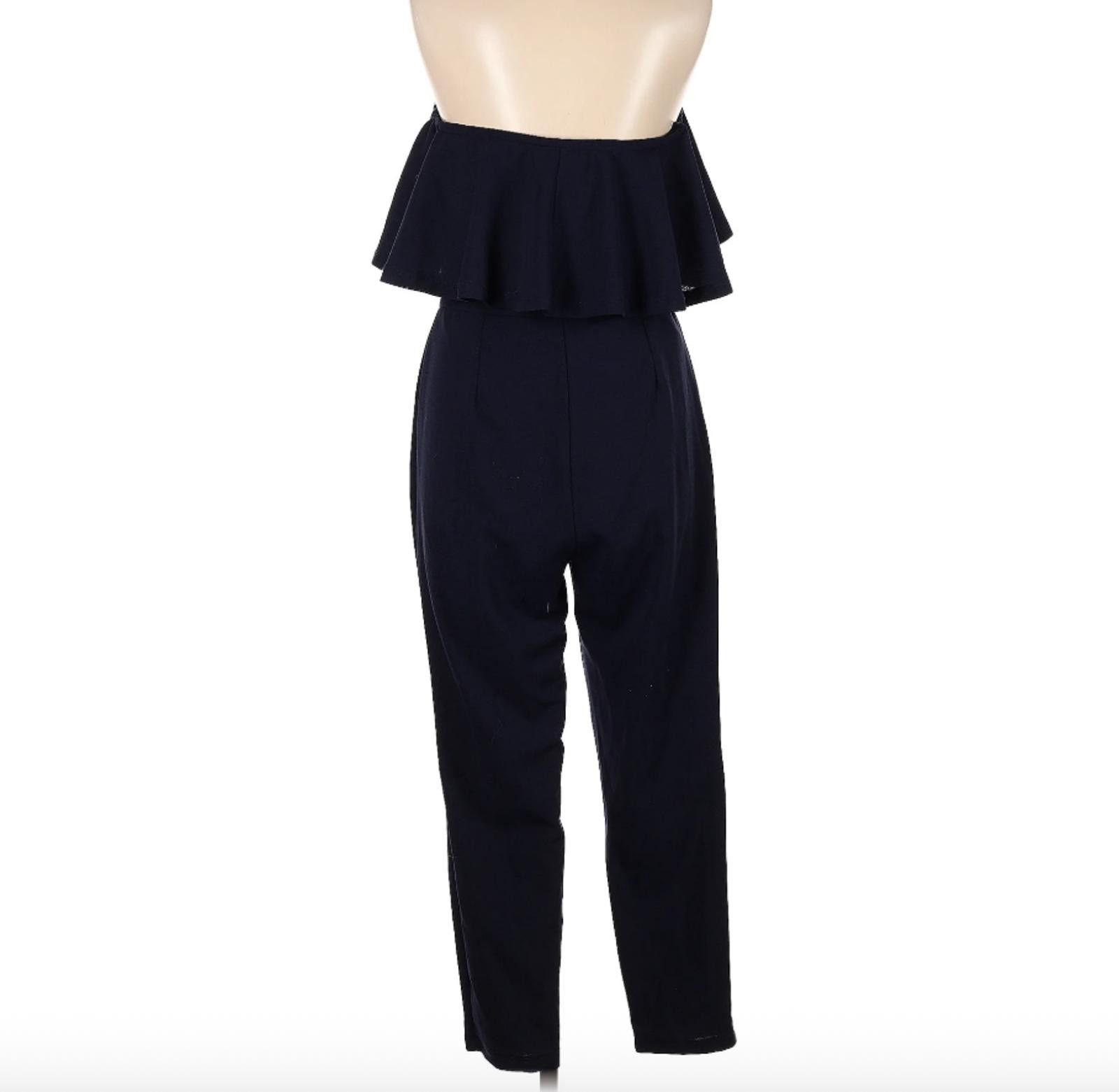 Shein Shein Blue Strapless Ruffle Accent Jumpsuit Size M Size 32" / US 10 / IT 46 - 2 Thumbnail