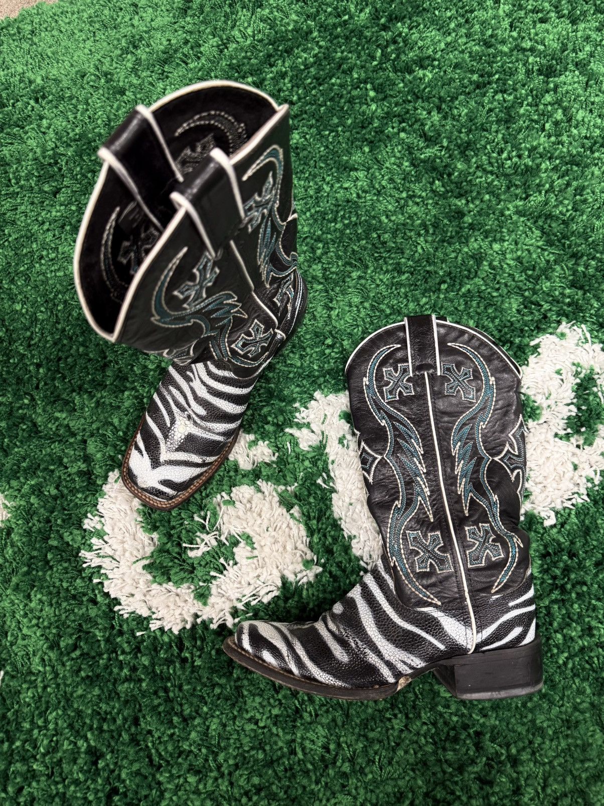 Vintage Vintage Zebra Paint Exotic Leather Cross Cowboy Boots 6.5 Size US 6.5 / EU 39-40 - 2 Thumbnail