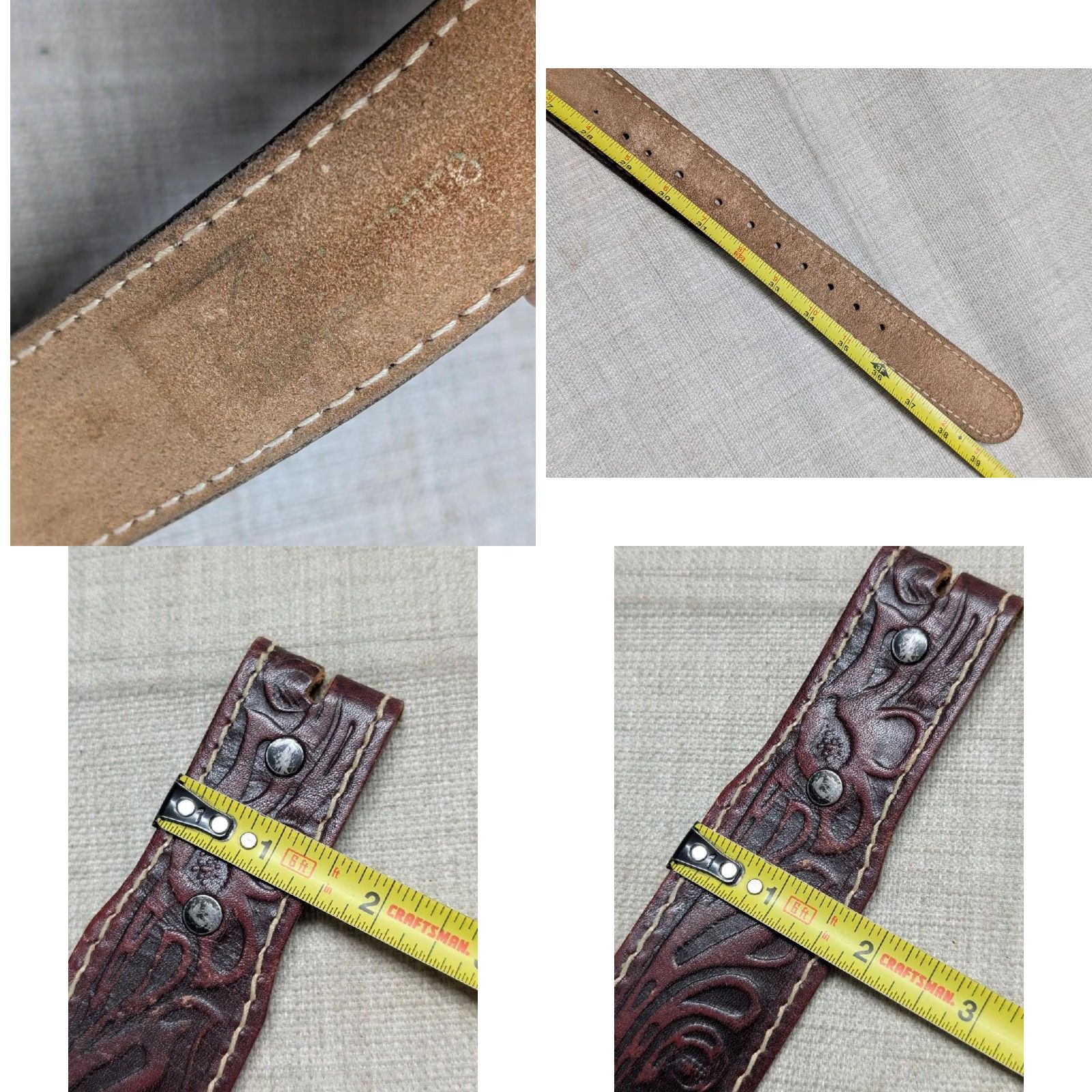 Vintage VINTAGE WESTERN BELT tapered ends brown/red floral cowhide leather - 34 - Men - Belt Size 34 - 8 Thumbnail