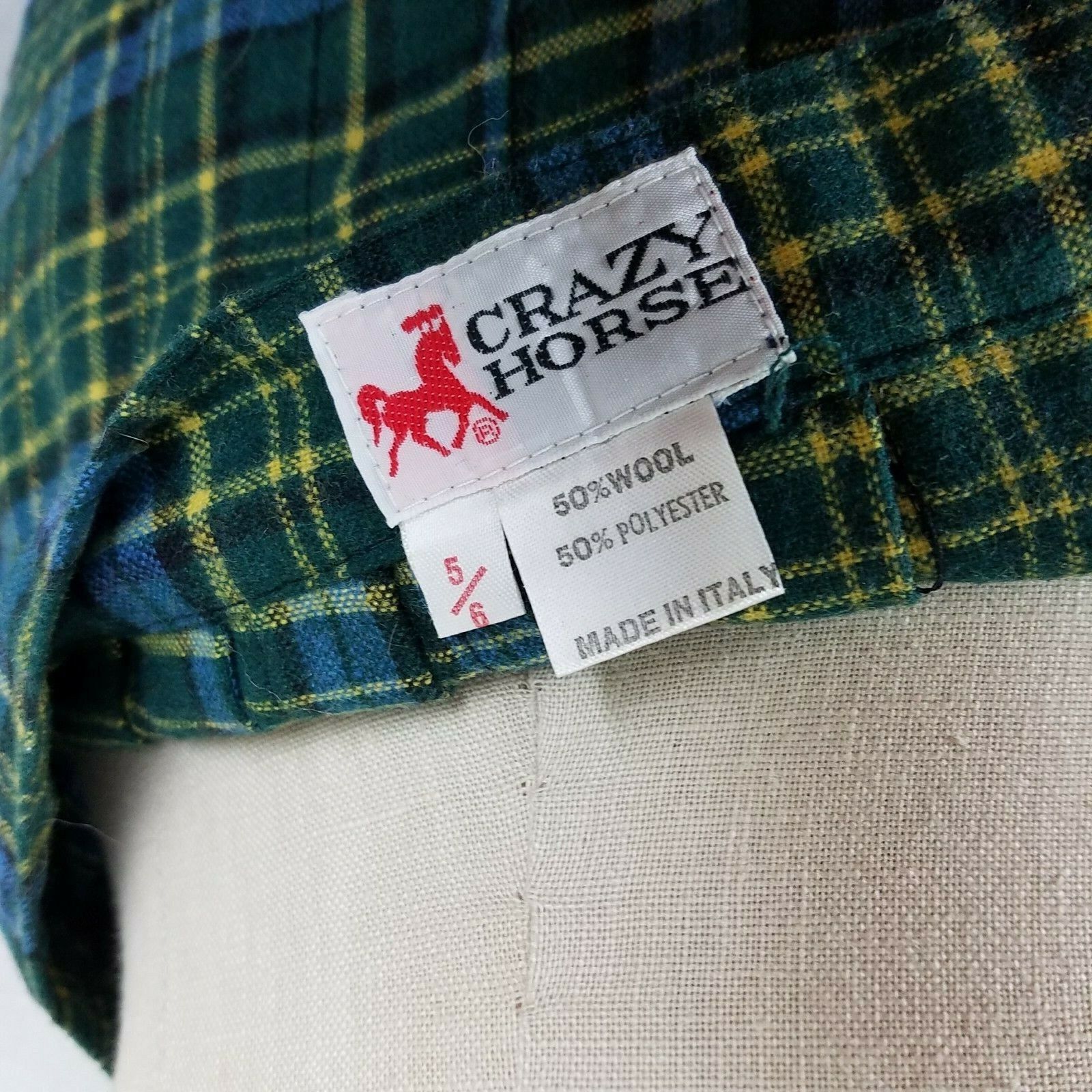 Vintage Vtg Crazy Horse Wool Tartan Plaid Pleated Midi Skirt Sz 5/6 Size 28" / US 6 / IT 42 - 5 Thumbnail