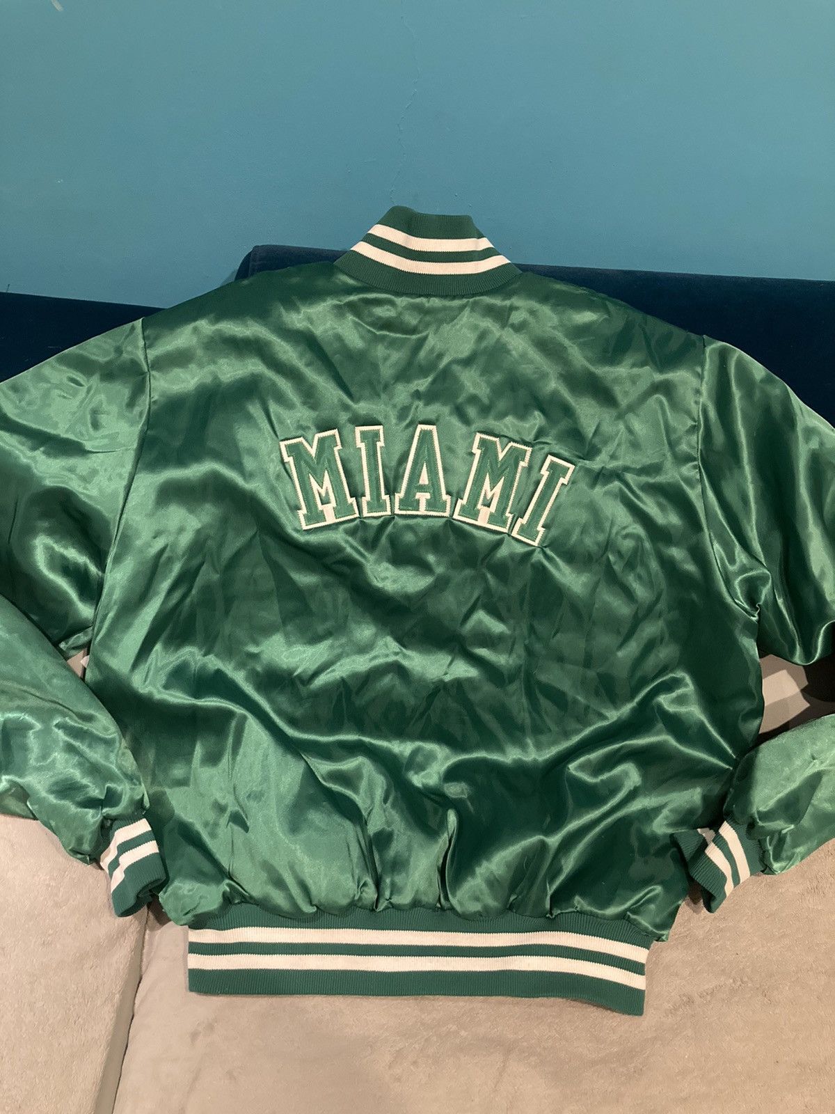 Starter Miami Vintage Varsity Satin Starter Bomber Jacket Size US XL / EU 56 / 4 - 4 Thumbnail
