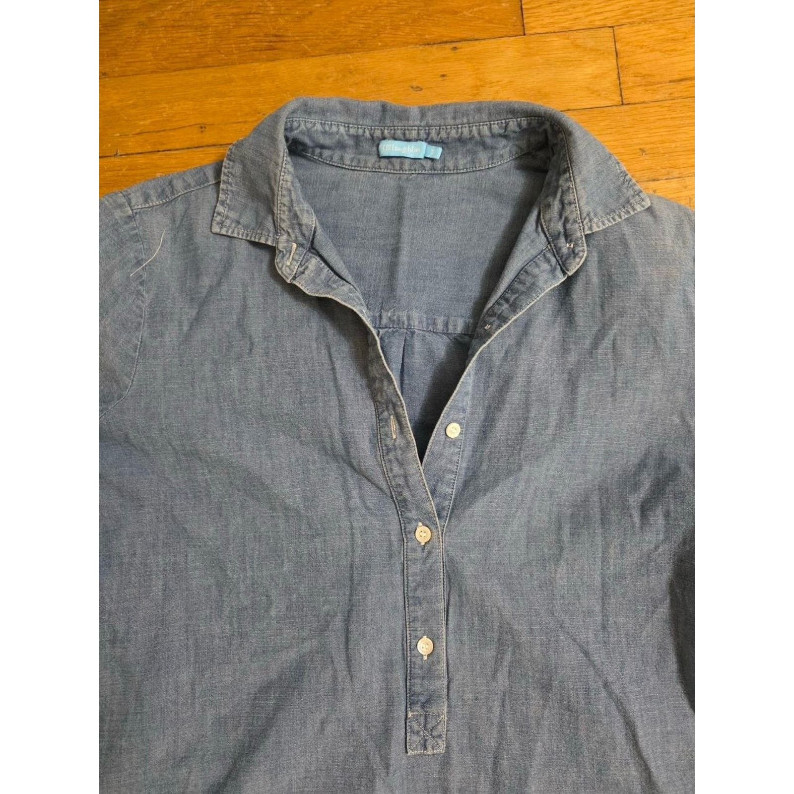 J.McLaughlin J. McLaughlin s Sz S Denim Cotton 1/4 Sleeve Blue A001061 Size S / US 4 / IT 40 - 4 Thumbnail