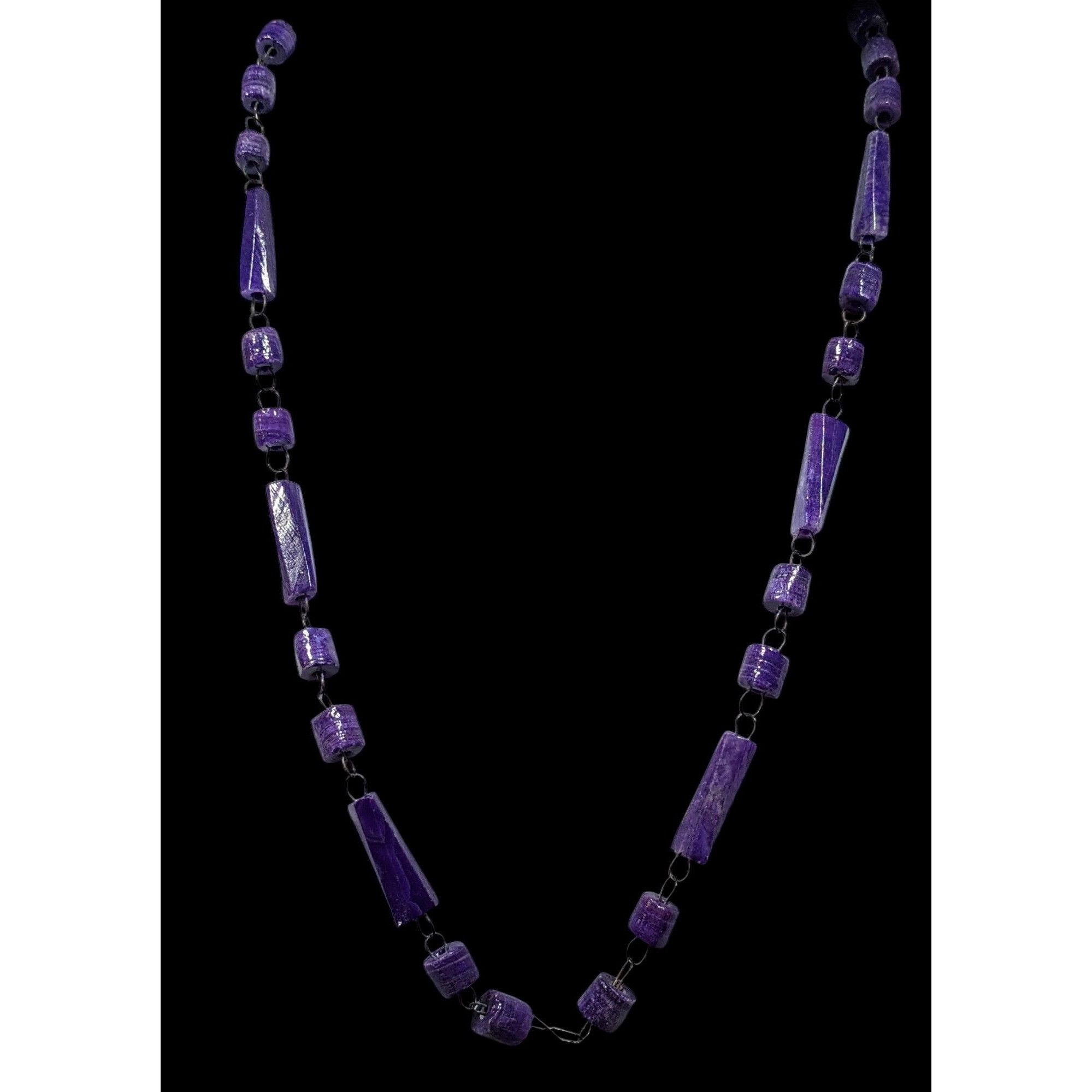 Other Handmade Rustic Purple Carved Stone Beaded Necklace Size ONE SIZE - 2 Thumbnail