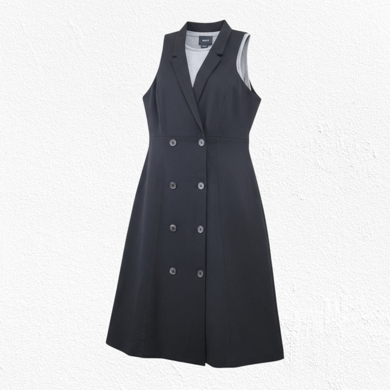 Anthropologie Maeve Gray Black Double Breasted Trench Dress Size 4 Size S / US 4 / IT 40 - 1 Thumbnail