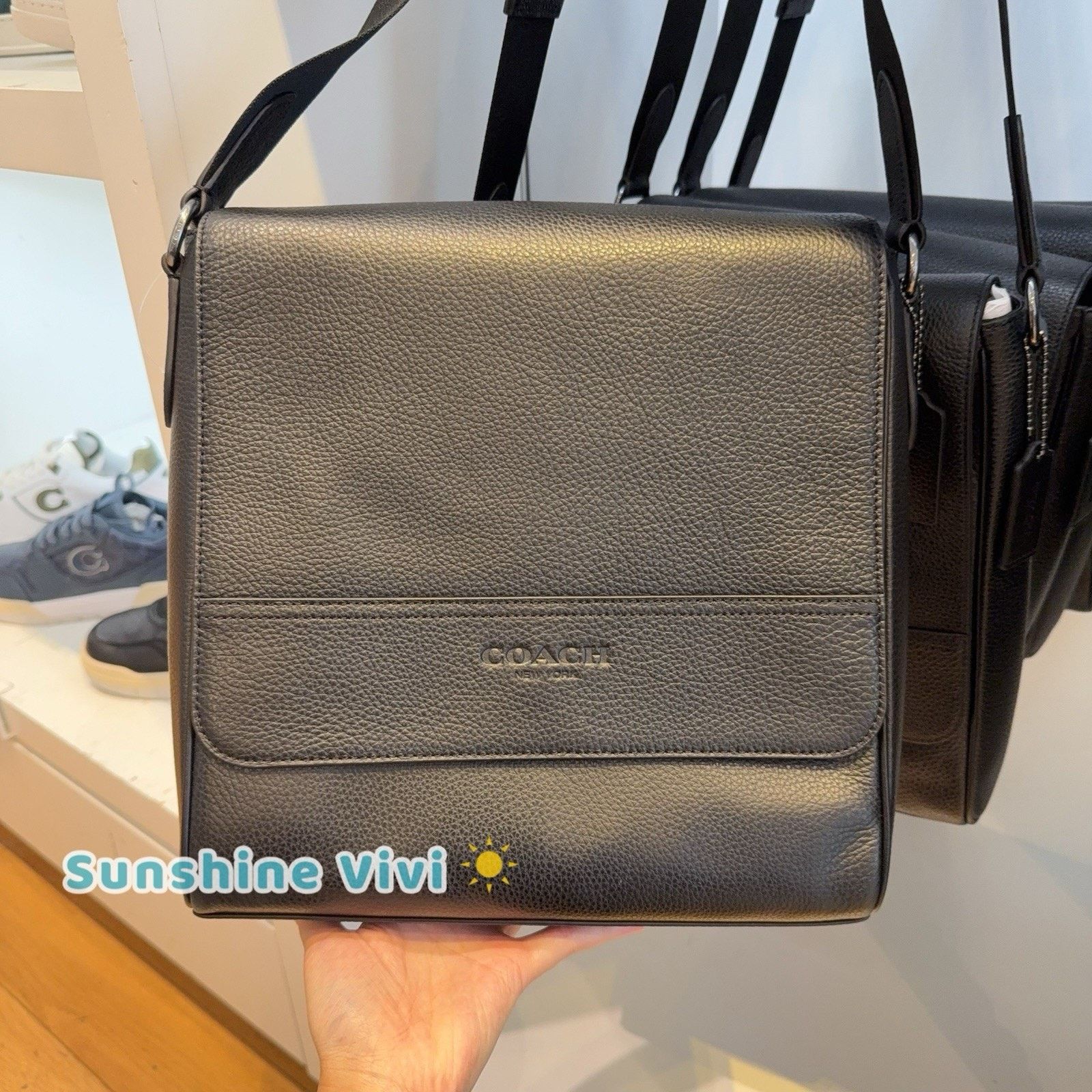 Coach NWT COACH 4007 Houston Map Bag Leather Crossbody Black Size ONE SIZE - 1 Thumbnail