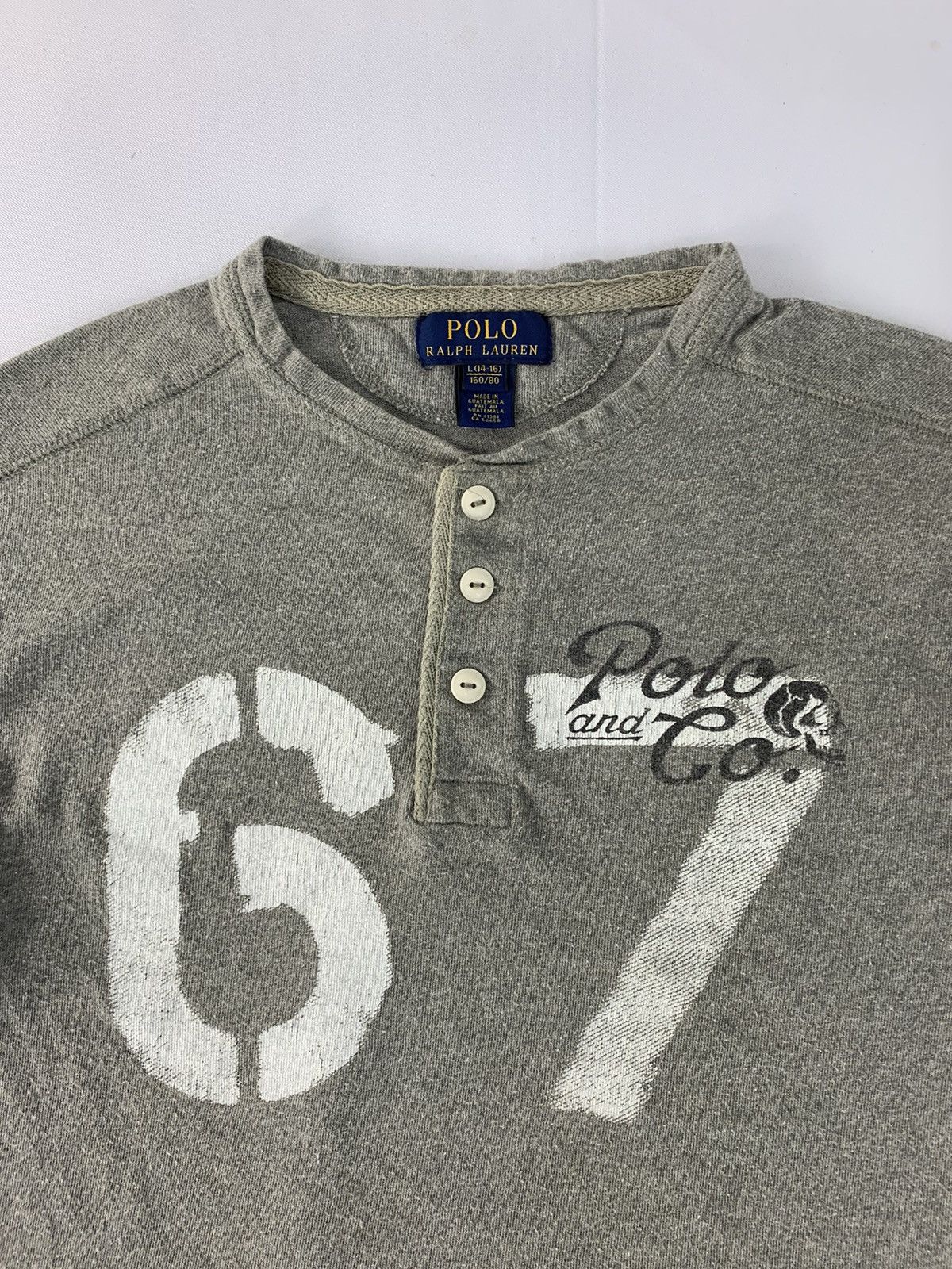 Polo Ralph Lauren Polo Ralph Lauren No 67 Longsleeve Henley Neck Printed Tee Size S / US 4 / IT 40 - 4 Thumbnail