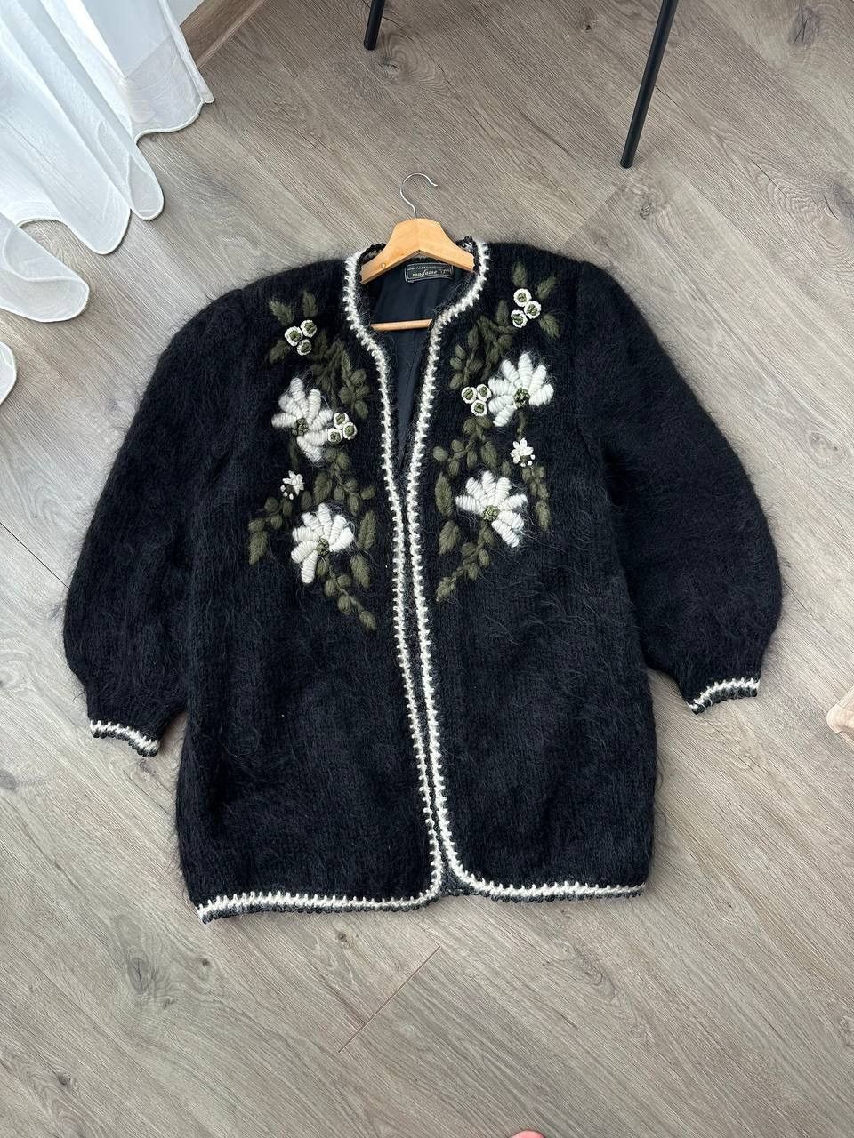 If Six Was Nine Vintage Styled By Madame Cardigan Wool Mohair Black Jacket Size US XL / EU 56 / 4 - 5 Thumbnail