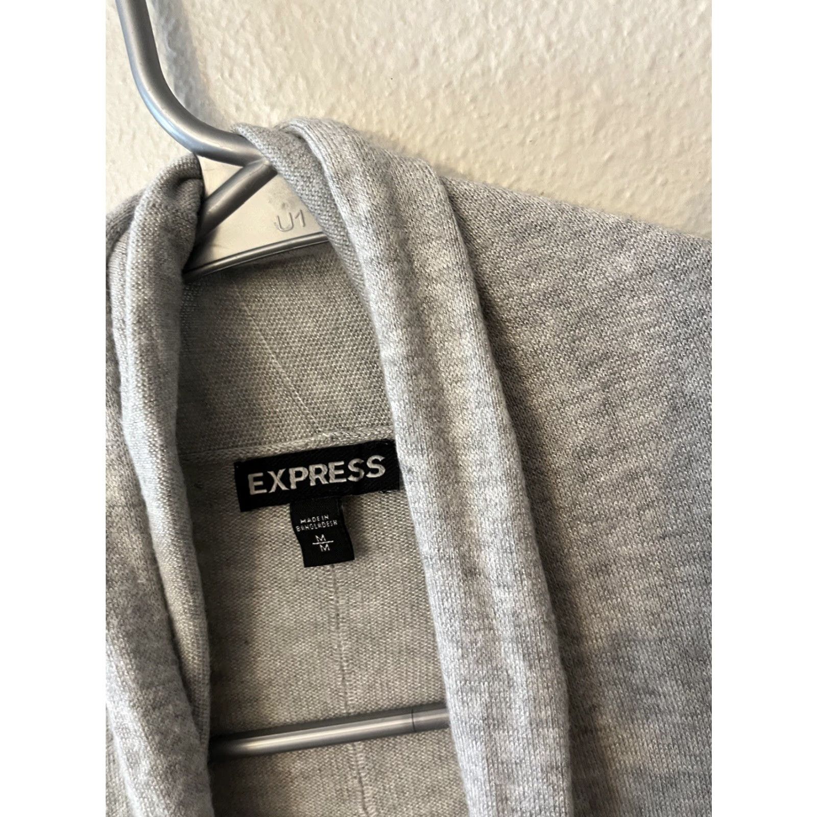 Express Express Women's Light Gray Long Sleeve Cardigan Sweater Size Medium - Solid Knit, Lightweight, Regular Fit Size M / US 6-8 / IT 42-44 - 2 Thumbnail