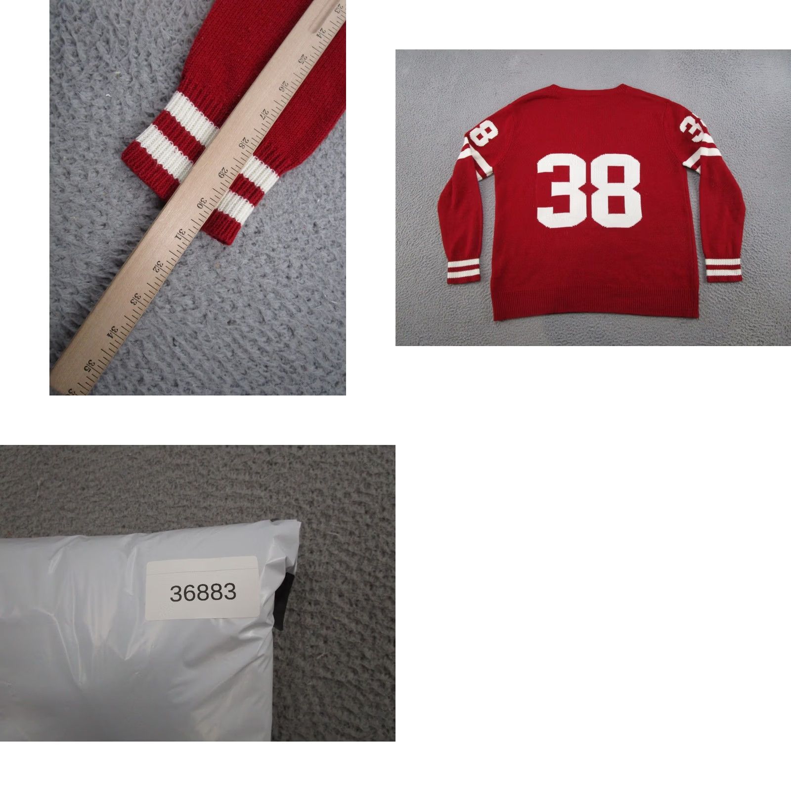 Vintage Varsity Sweater Mens XL Wisconsin Badgers Jonathan Taylor Red Raggs #38 Varsity All American Pullover Decade 0s 80s 90s-based Size US XL / EU 56 / 4 - 8 Thumbnail