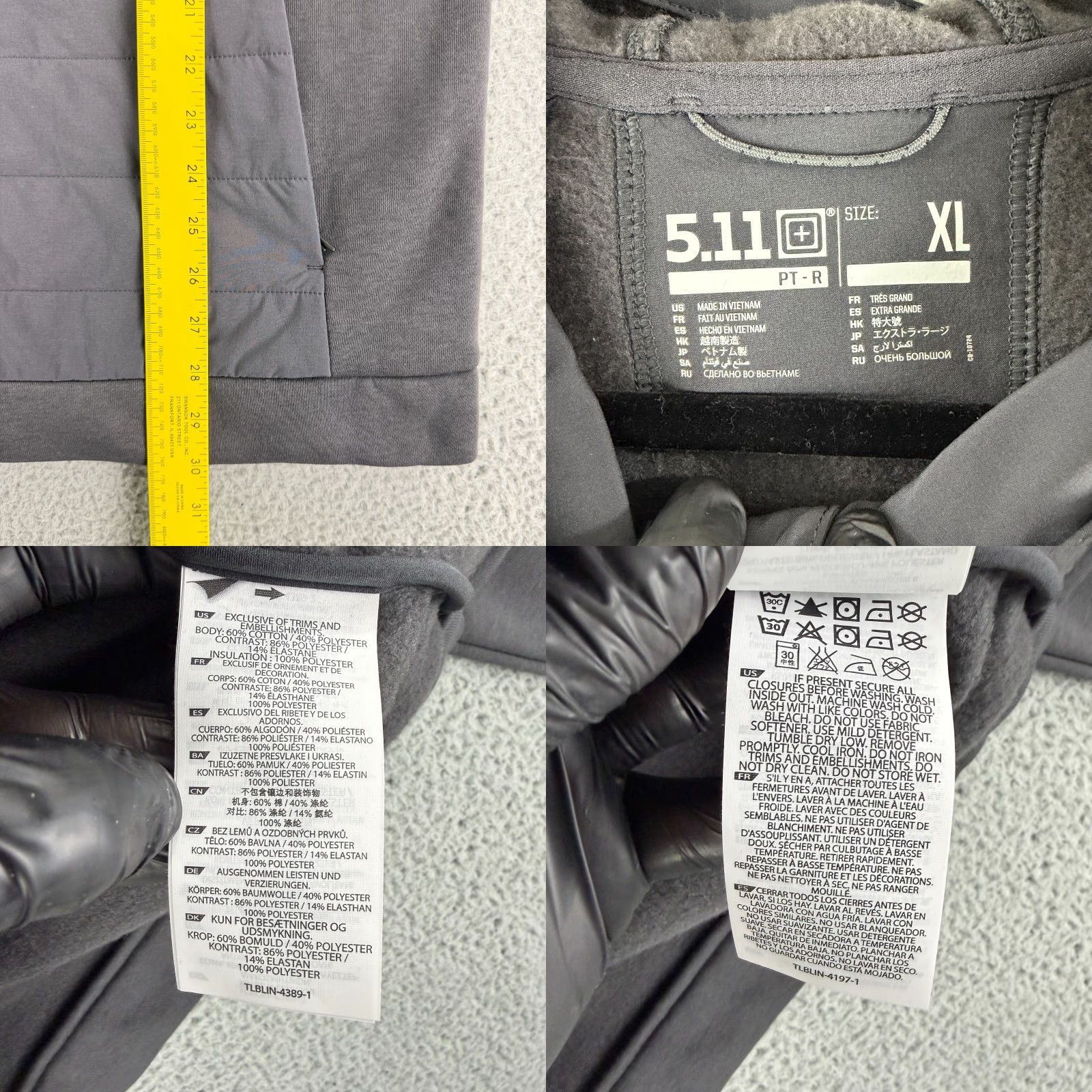 Vintage 5.11 Tactical PT-R Arrive Hybrid Full Zip Hoodie Sweater Mens XL Black LS Shirt Size US XL / EU 56 / 4 - 8 Thumbnail