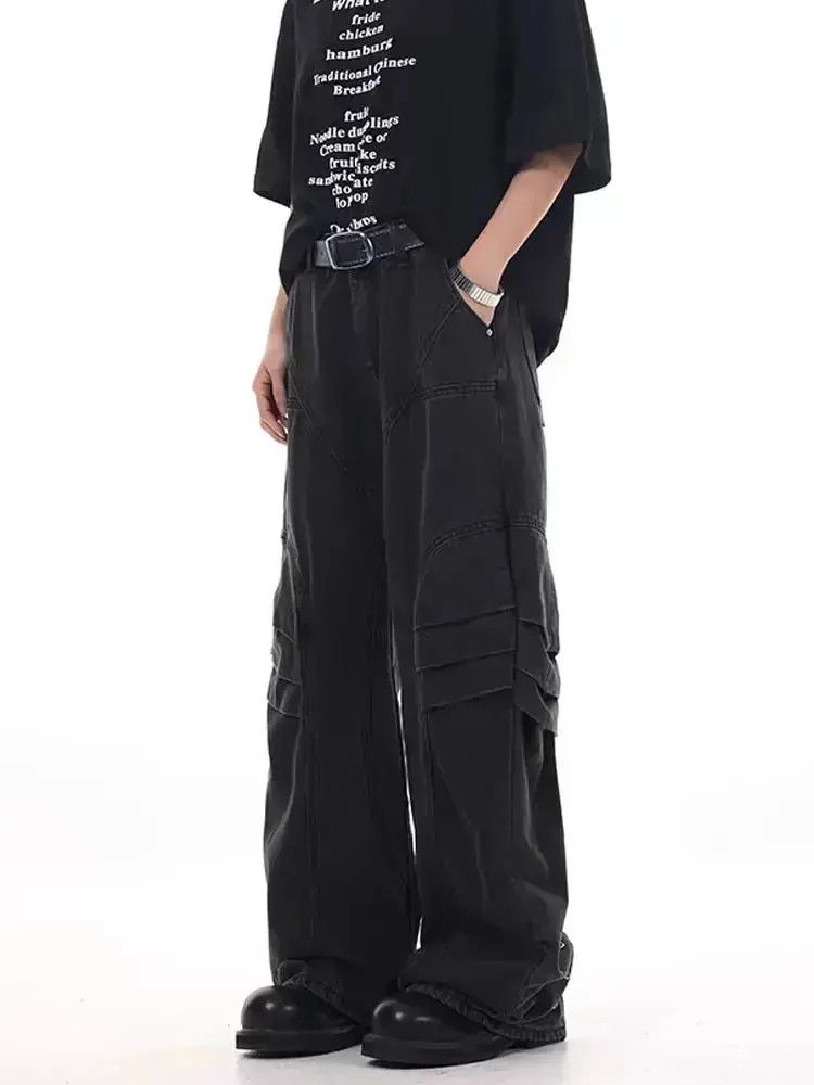 Japanese Brand Street wash baggy straight leg casual jeans Size US 32 / EU 48 - 2 Thumbnail