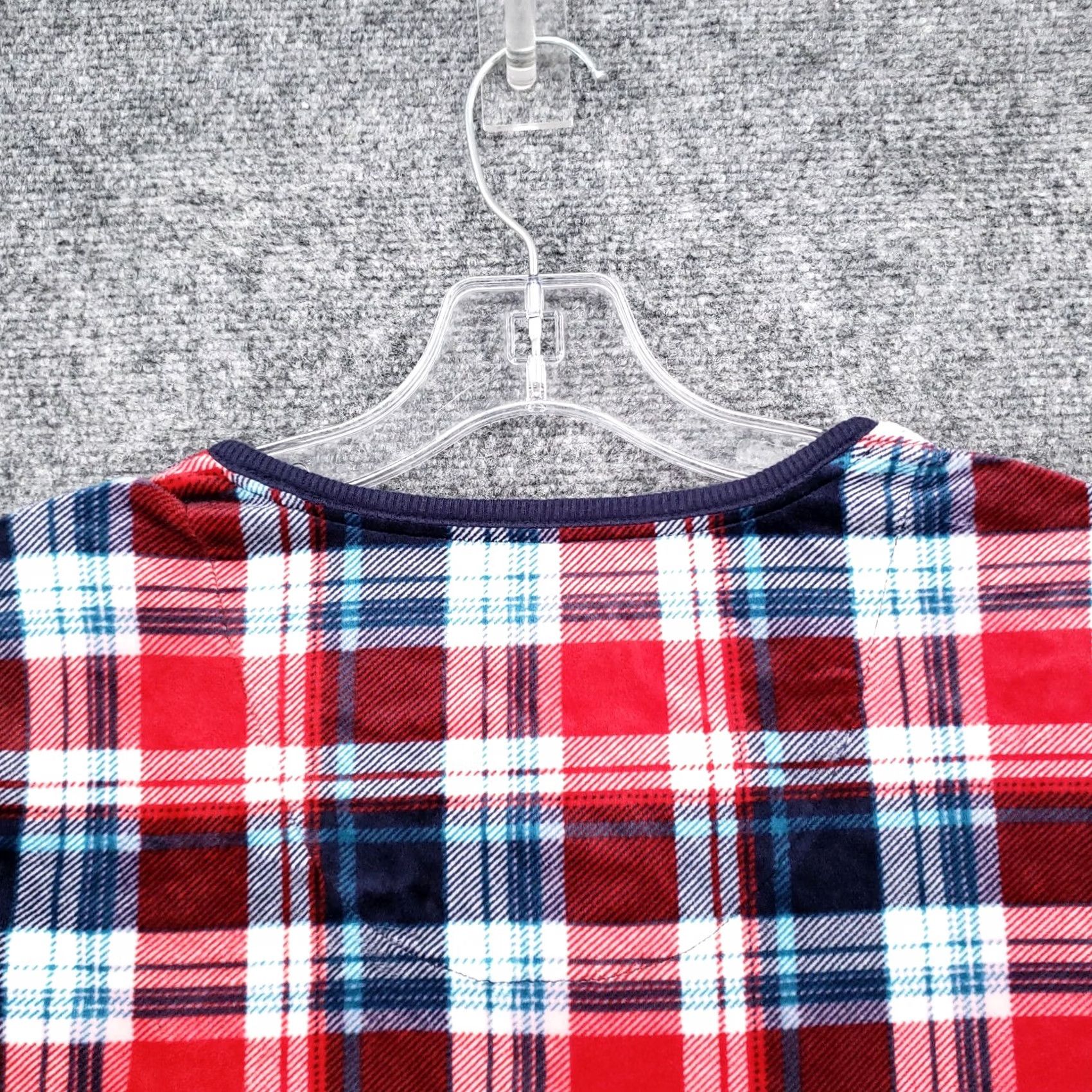 Nautica Nautica Pajama Top Womens S Small Red Plaid Henley Long Sleeve Fleece Sleepwear Size S / US 4 / IT 40 - 7 Thumbnail