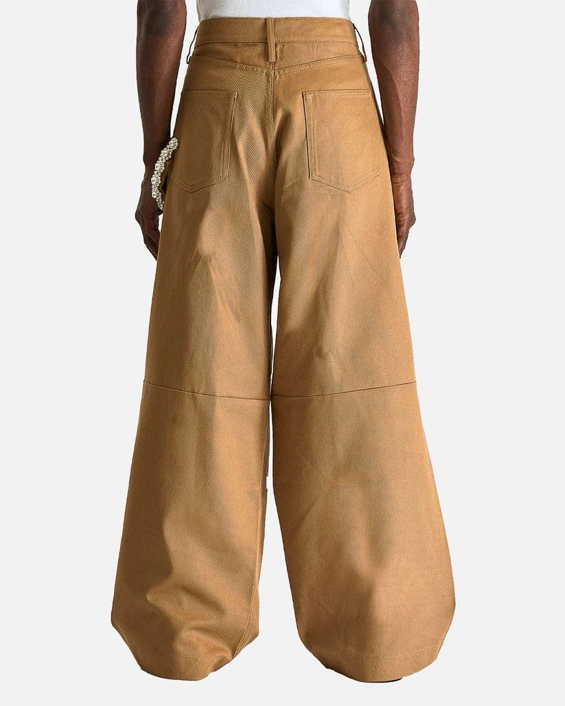 Simone Rocha o1s1v1r1oon0825 Wide Leg Puddle Drill Jeans in Brown/Khaki Size US 34 / EU 50 - 2 Thumbnail