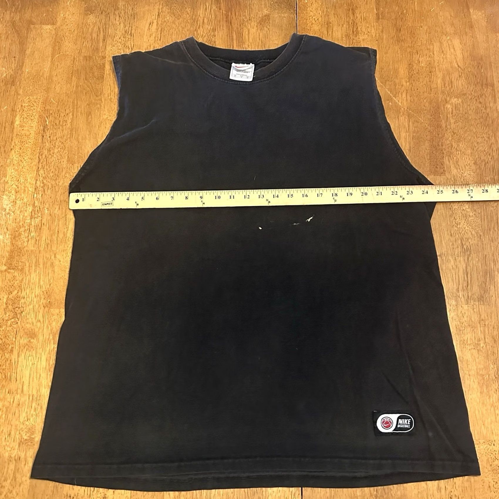 Nike VINTAGE Nike Basketball Tank Top Shirt XL Black Neck Center Swoosh Bleach Size US XL / EU 56 / 4 - 5 Thumbnail