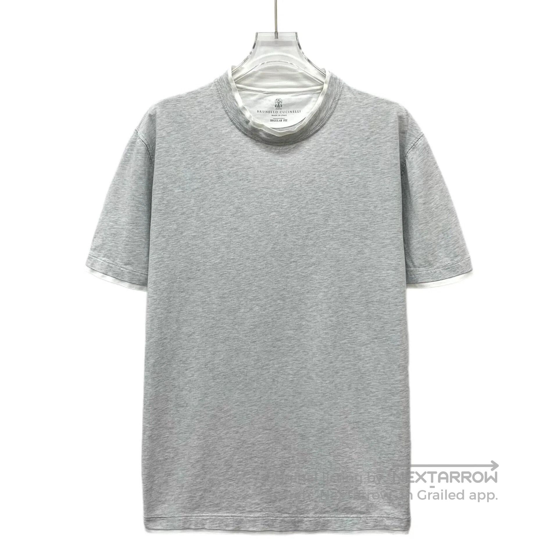 Brunello Cucinelli Brunello Cucinelli Gray Cotton Crew Neck T-shirt. Size US L / EU 52-54 / 3 - 1 Thumbnail