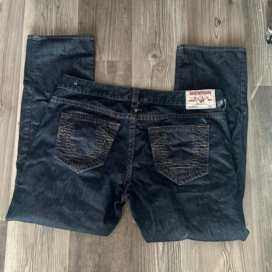 True Religion mens true religion detailed dark dark blue denim jeans Size US 44 / EU 60 - 3 Thumbnail