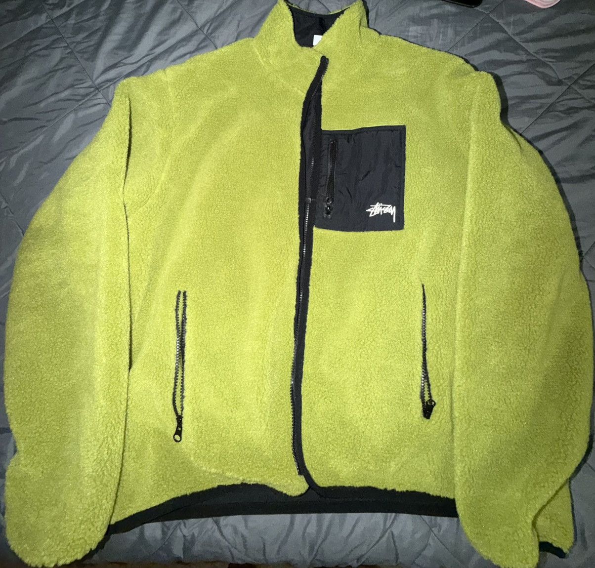 Stussy Stussy Sherpa reversible jacket fleece zip up green moss XL Size US XL / EU 56 / 4 - 1 Thumbnail