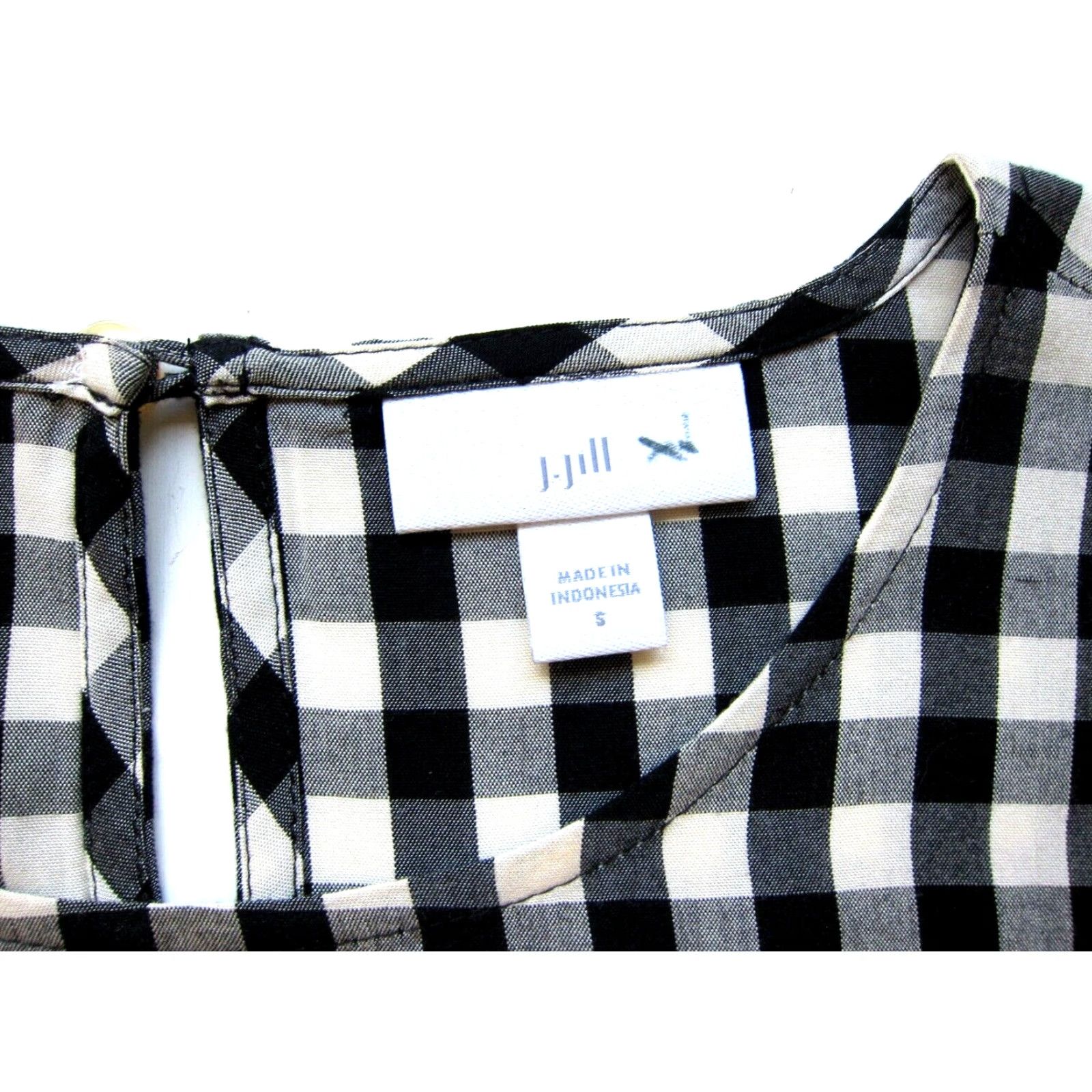J. Jill J. Jill Blouse Plaid 3/4 Sleeve Tunic Peasant 100% Rayon Black Small Womens Size S / US 4 / IT 40 - 3 Thumbnail
