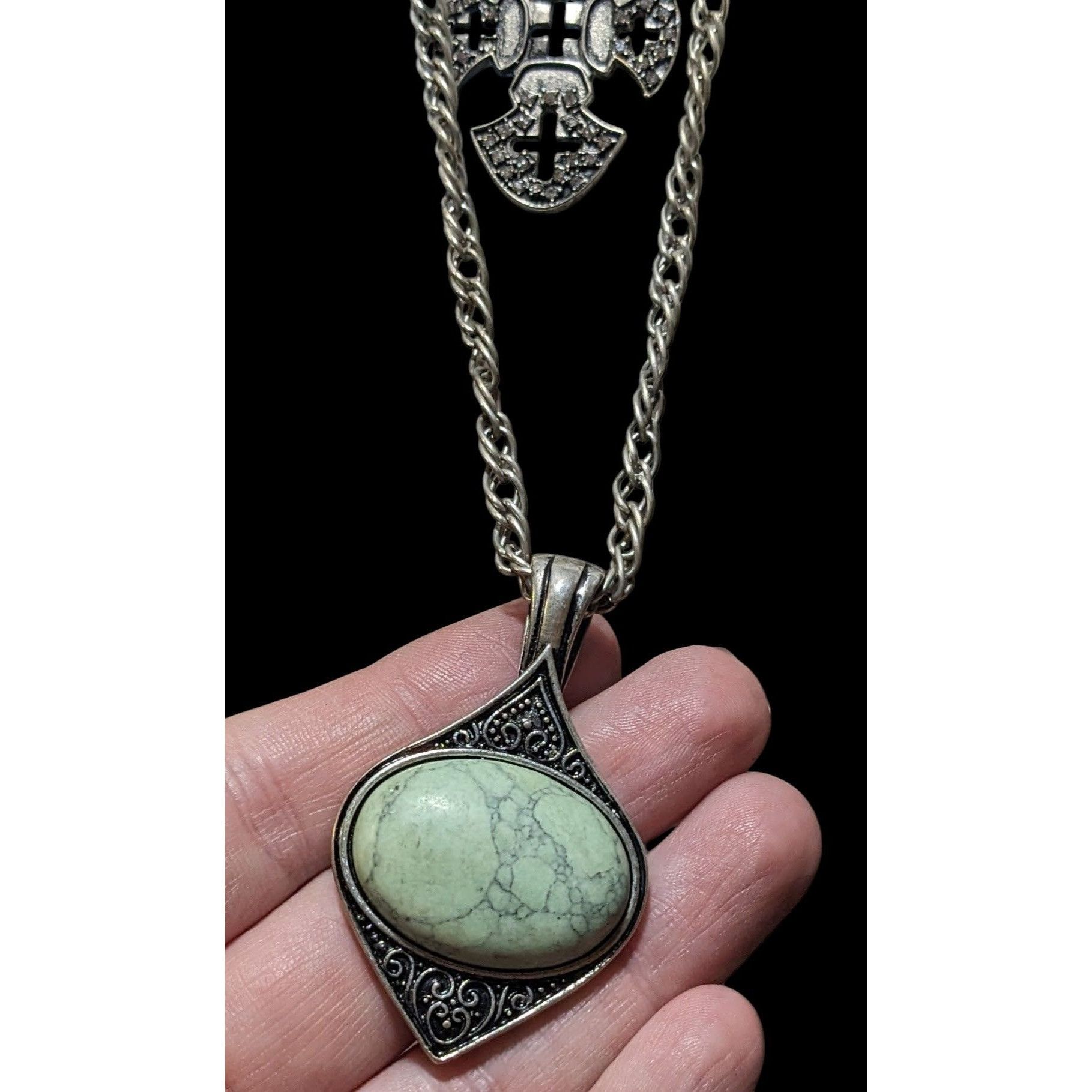 Other Whimsygoth Multilayer Double Pendant Cross And Cabochon Neck Size ONE SIZE - 4 Thumbnail