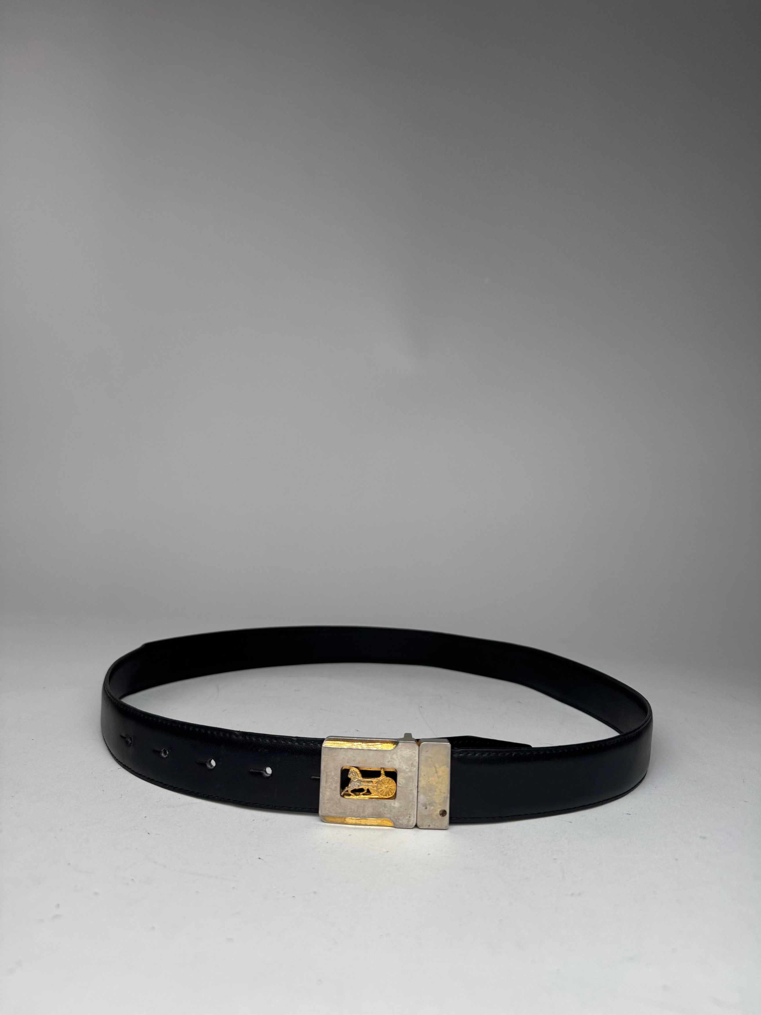 Celine Vintage Paris Triomphe Leather Belt Black Size ONE SIZE - 1 Thumbnail