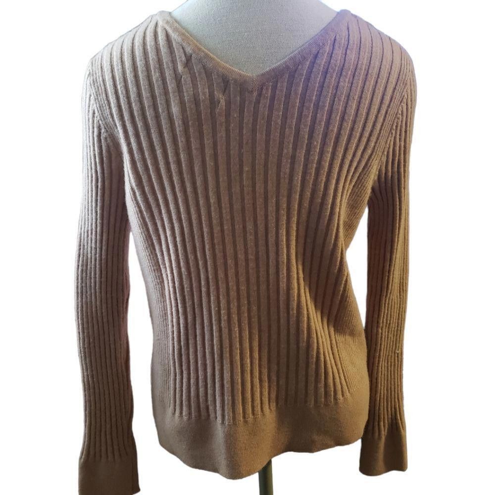 Designer CT1298a CYNTHIA ROWLEY LADIES WOOL SWEATER. TAUPE. LARGE Size L / US 10 / IT 46 - 2 Thumbnail