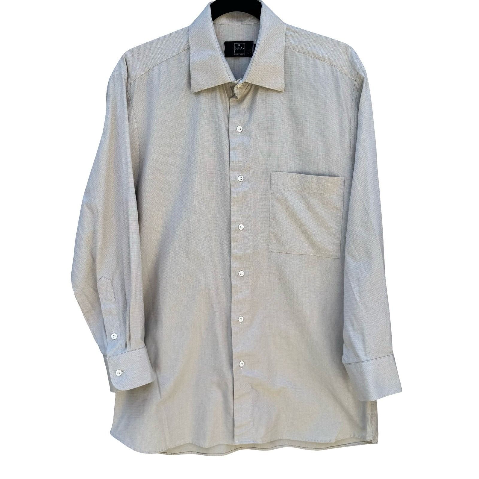 Ike Behar Ike Behar New York Mens Tan Micro Check Dress Shirt 15.5 34 Size US M / EU 48-50 / 2 - 1 Thumbnail