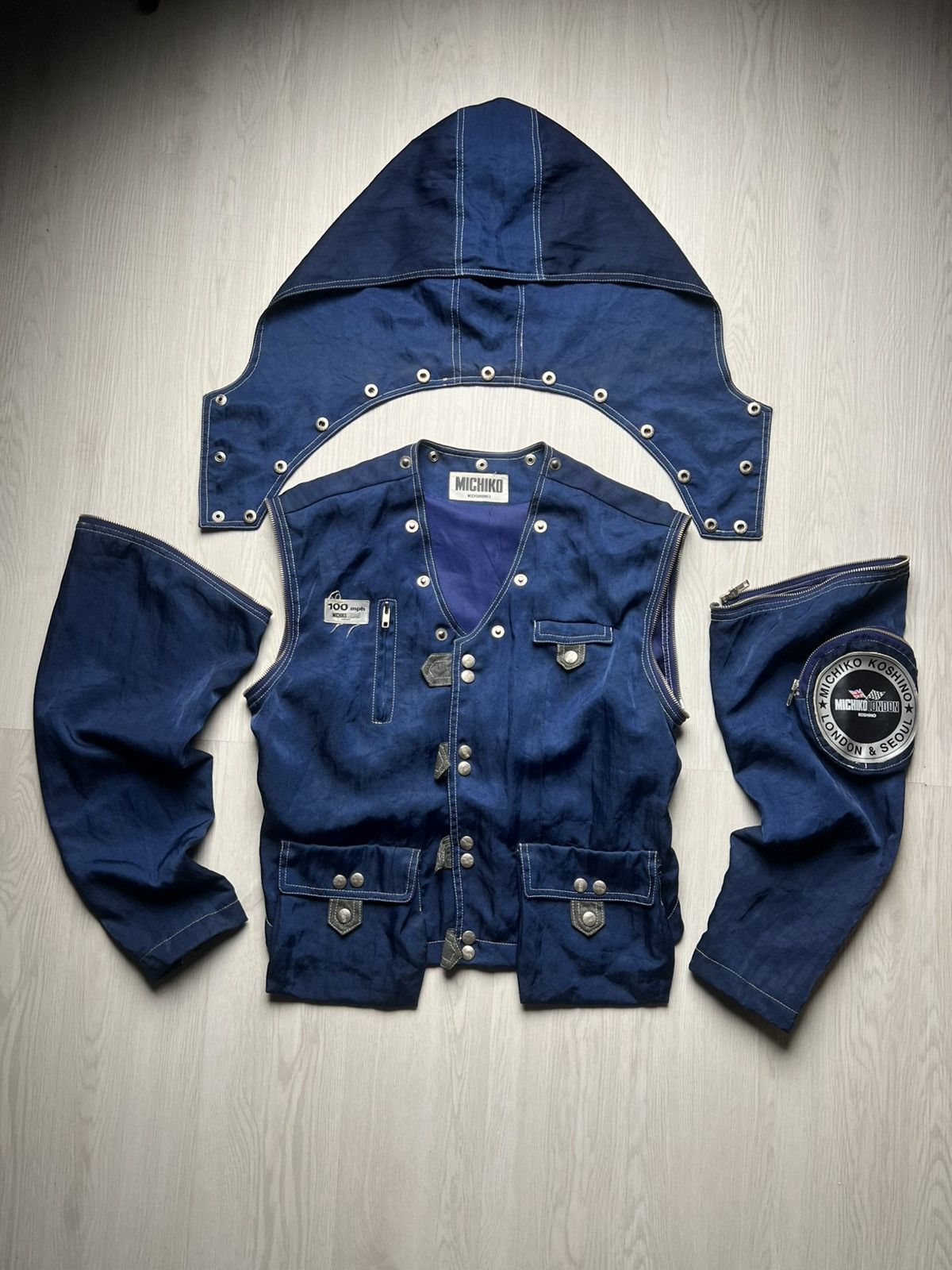 Michiko Koshino London Rare Michiko Koshino Detachable Sleeve Bomber Cargo Jacket Size US S / EU 44-46 / 1 - 2 Thumbnail
