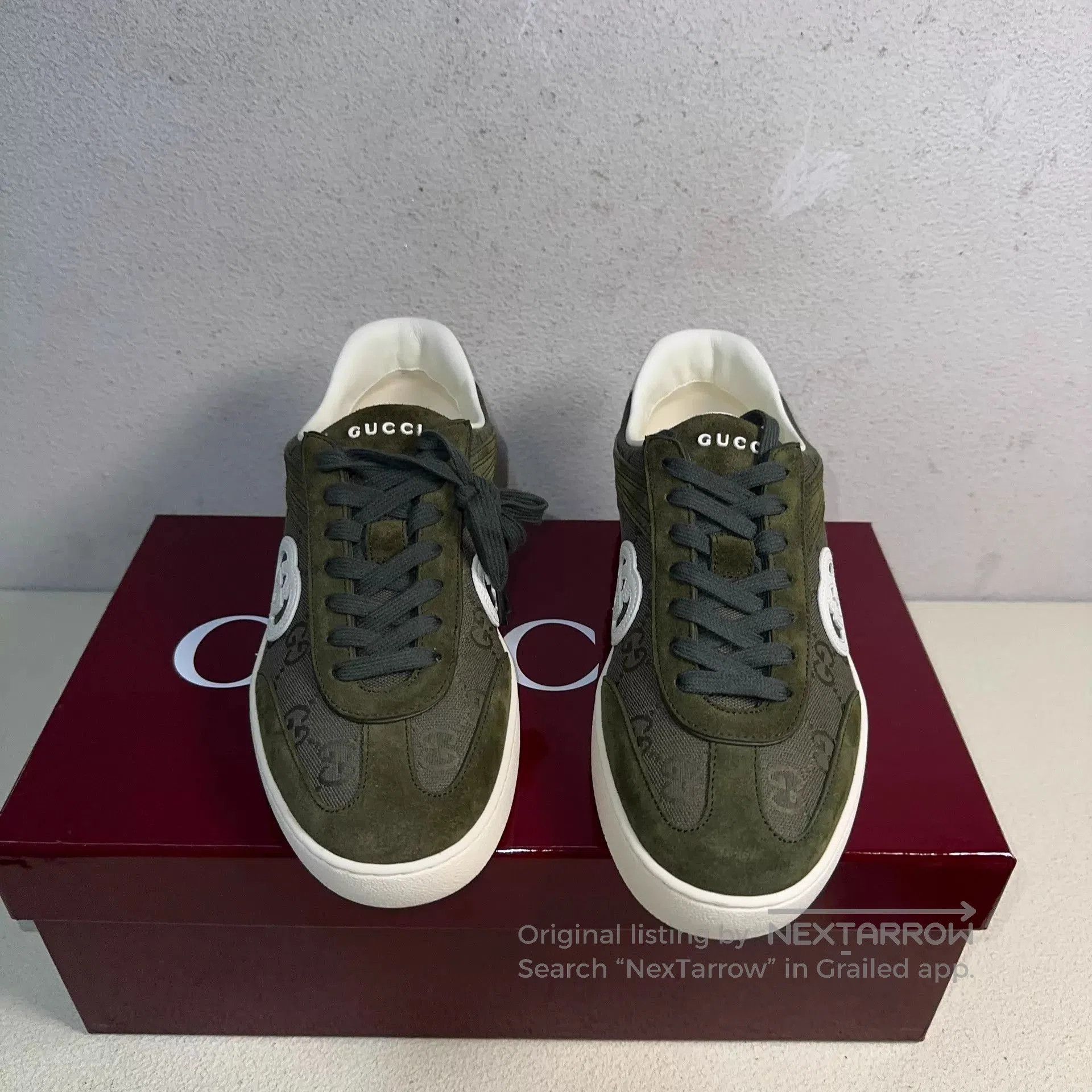 Gucci Green Low-Top Sneakers with Logo Design. Size US 8 / EU 41 - 2 Thumbnail
