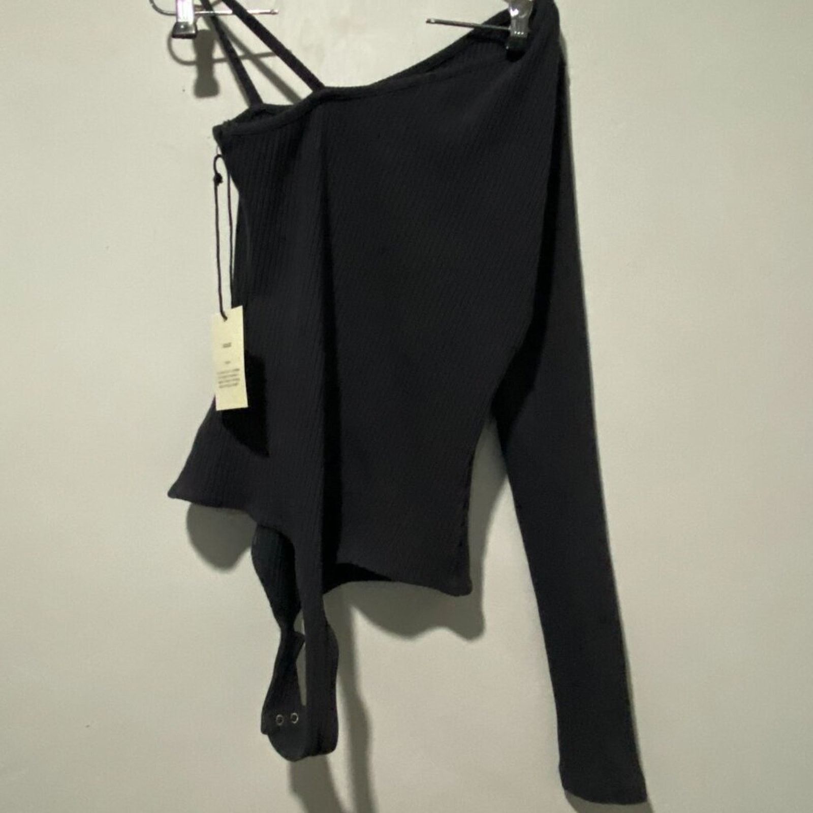 Agolde Agolde Mika One Sleeve Bodysuit In Fossil Gray NWT Size L Size L / US 10 / IT 46 - 4 Thumbnail