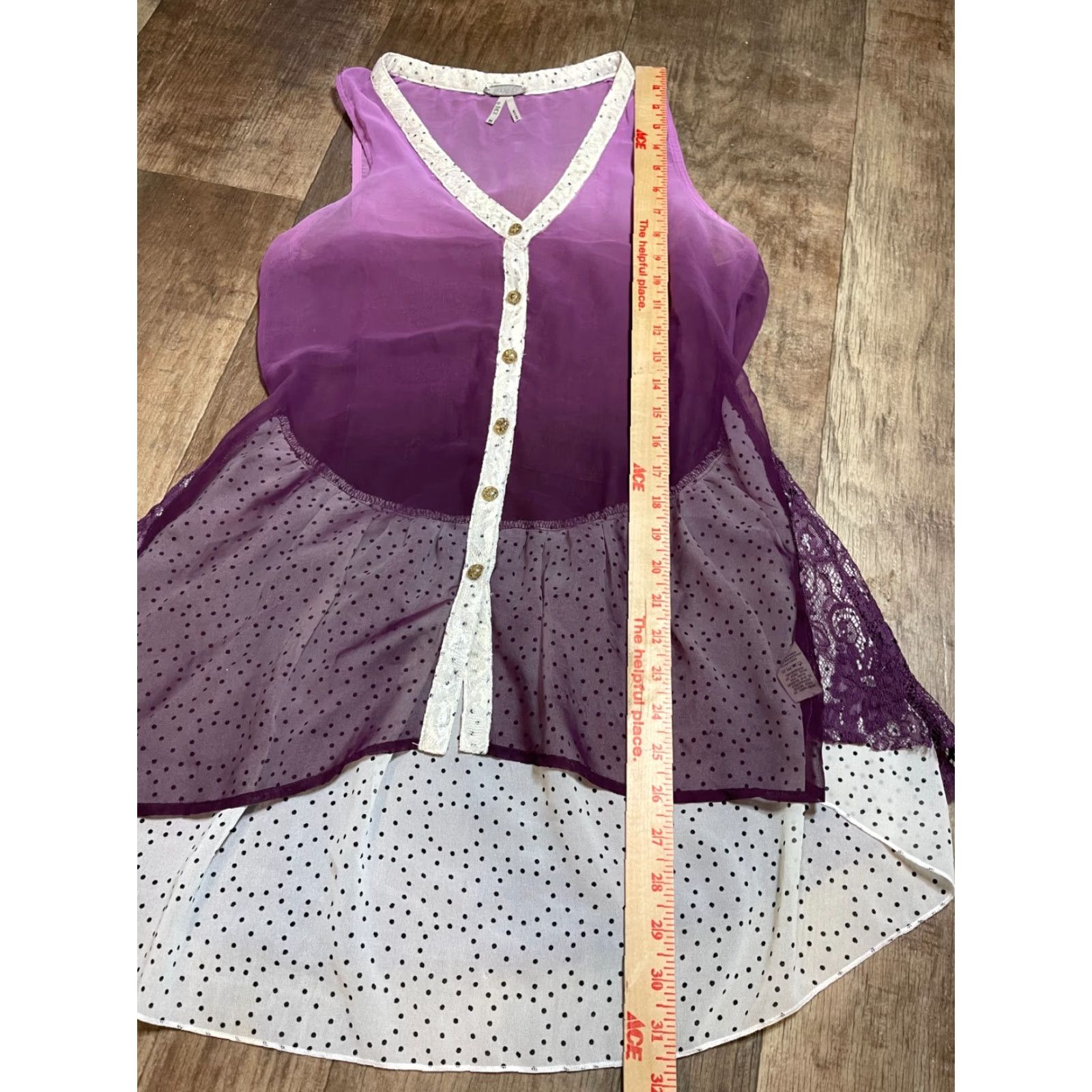 Vintage Gimmicks BKE Coverup Top Womens Medium M Purple Sleeveless Button-Up, Sheer, Casual, Regular Fit, Solid Size M / US 6-8 / IT 42-44 - 2 Thumbnail