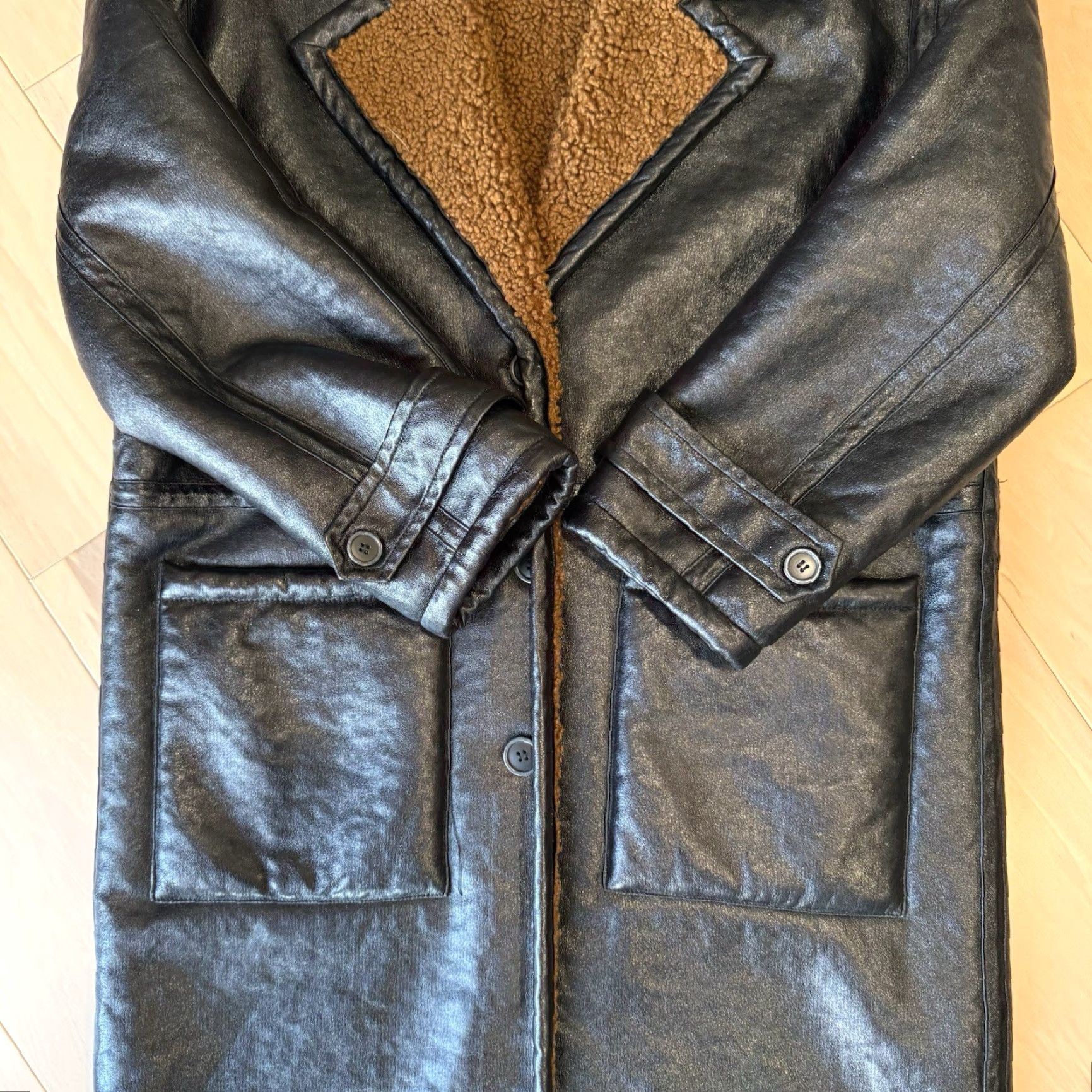 Free People VINTAGE Free People London Vegan Coat Women’s Medium Black Long Lined Outerwear New York Size M / US 6-8 / IT 42-44 - 5 Thumbnail
