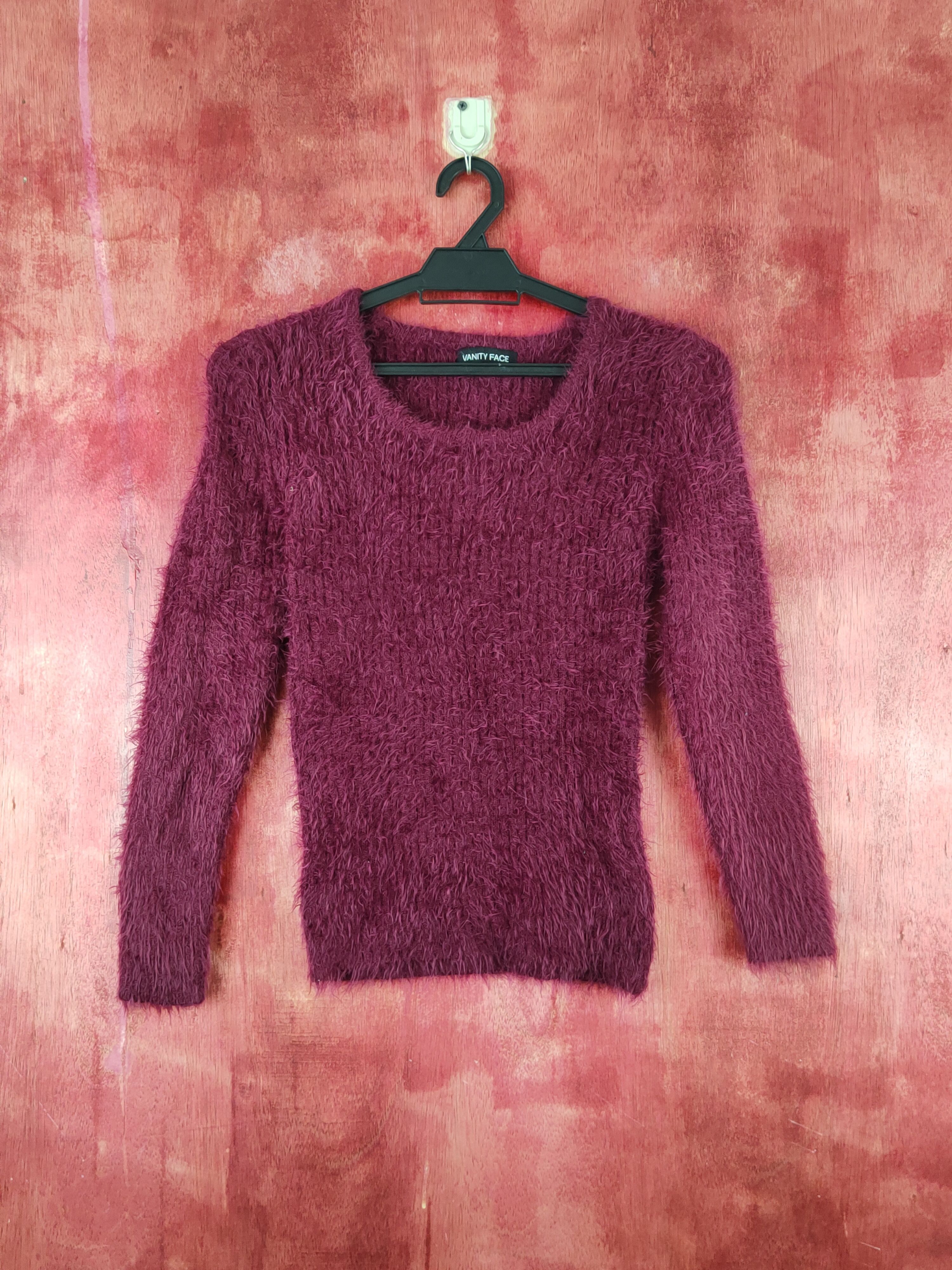 Homespun Knitwear Vanity Face Purple Shag Shaggy Fur Mohair Knitwear #S1896 Size XS / US 0-2 / IT 36-38 - 1 Thumbnail