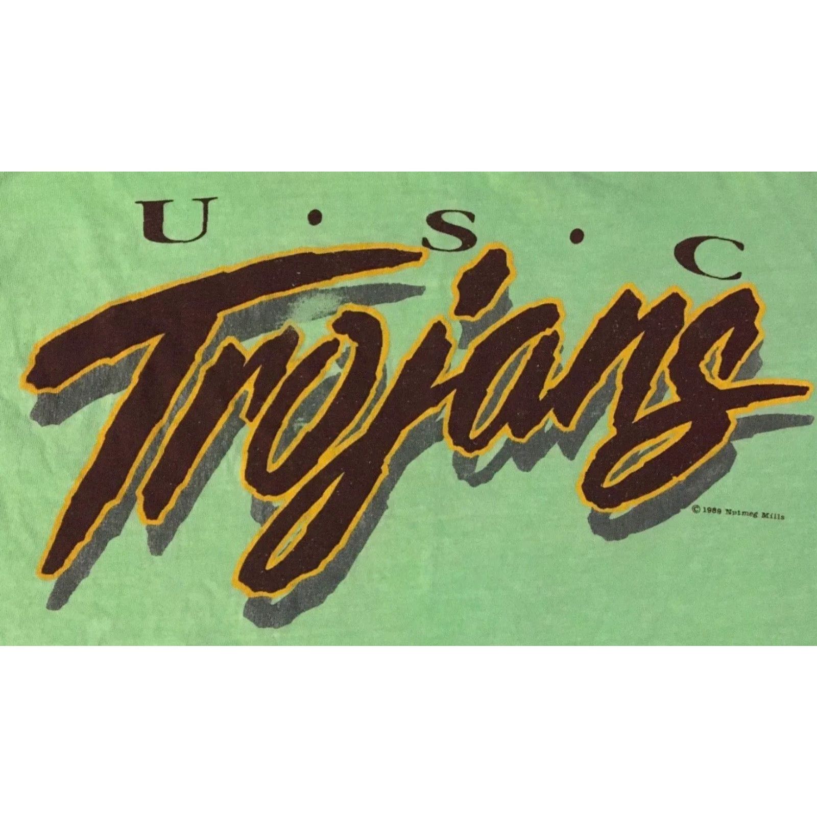 Vintage VINTAGE USC Trojans Striped Graphic Tee Shirt L Green 80s 90s College Surf Grunge Vaporwave USA Mens Size US L / EU 52-54 / 3 - 2 Thumbnail