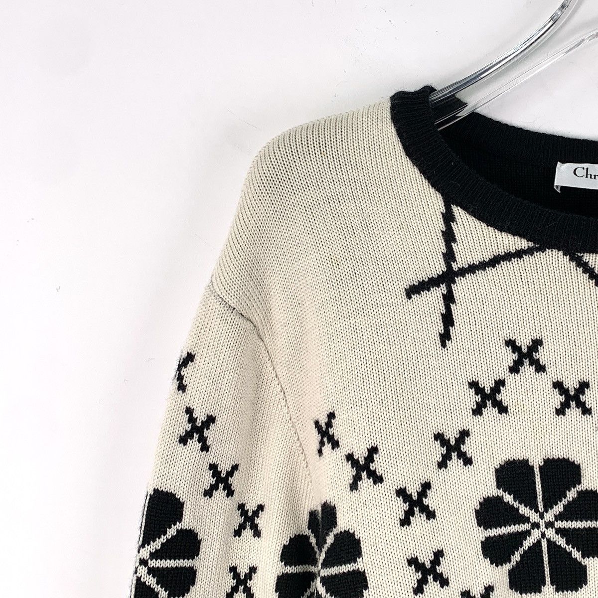 Dior DiorWool Crew Neck Lace Trim Long Sleeve Knit Sweater K26WX Size XS / US 0-2 / IT 36-38 - 3 Thumbnail
