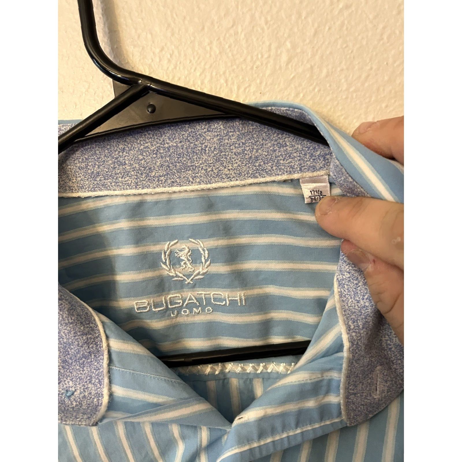 BUGATCHI Bugatchi Uomo Button-Up Shirt Mens Size 17.5 Classic Fit Blue Striped Size US XL / EU 56 / 4 - 2 Thumbnail