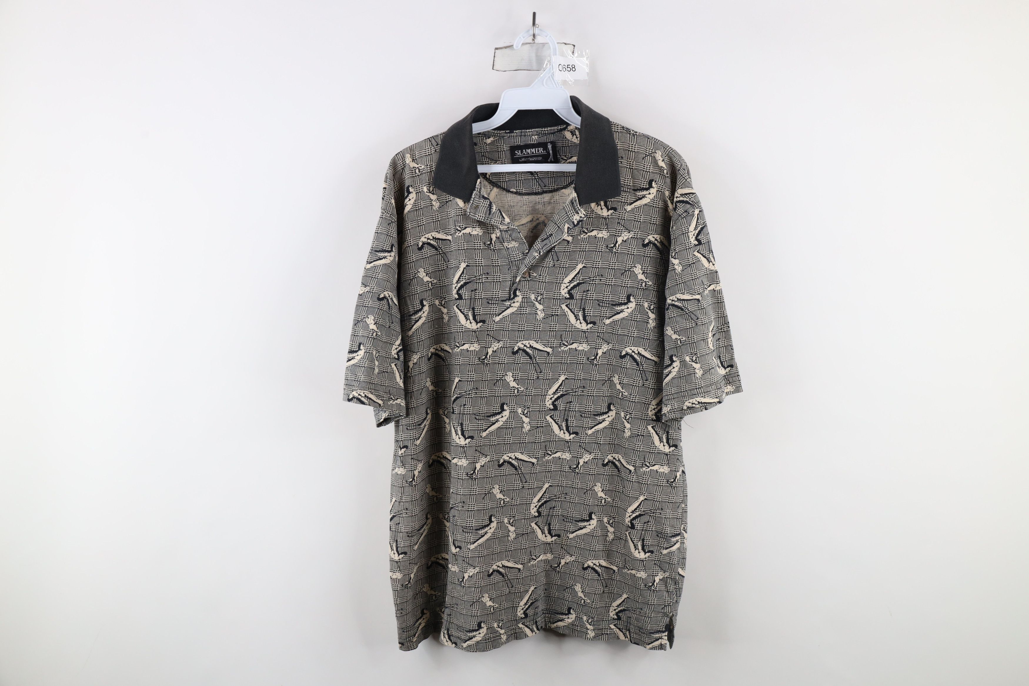 Vintage Vintage 90s Streetwear All Over Print Collared Polo Shirt Size US L / EU 52-54 / 3 - 1 Thumbnail