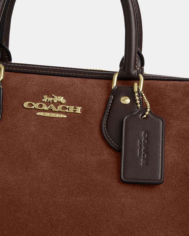Coach Coach Rowan Suede Large Satchel Bag CCC79 Vintage Brown Size ONE SIZE - 6 Thumbnail
