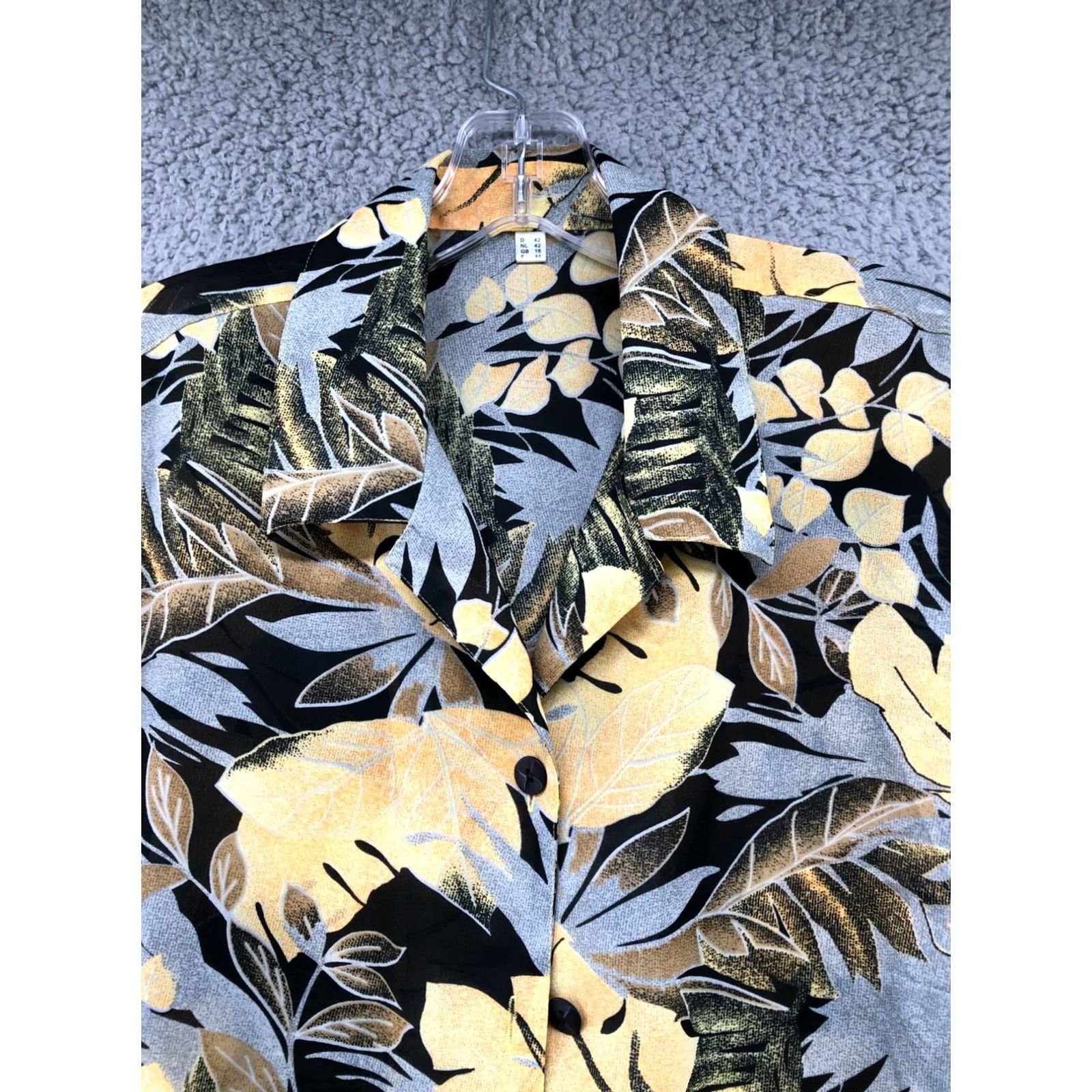 Vintage VINTAGE Hawaiian Shirt Womens XL Yellow Black Floral 1/2 Sleeve Hippie Shirt Size XL / US 12-14 / IT 48-50 - 3 Thumbnail