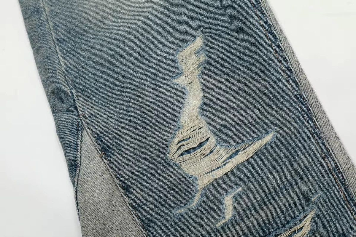 Jean Vintage Washed Distressed Splicing Flared Jeans Size US 30 / EU 46 - 12 Thumbnail