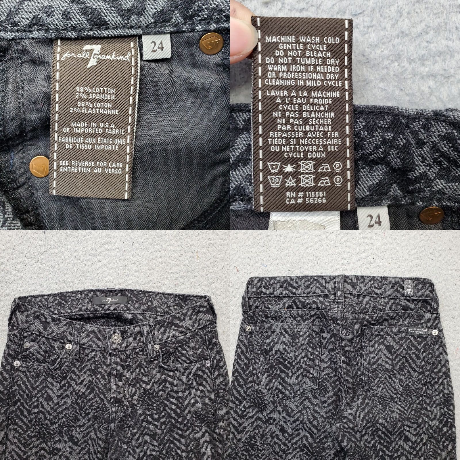 7 For All Mankind 7 For All Mankind Ankle Jeans Womens 24 Multi Pattern Stretch Jacquard Skinny Leg Jeans Size 42" / US 20 - 8 Thumbnail