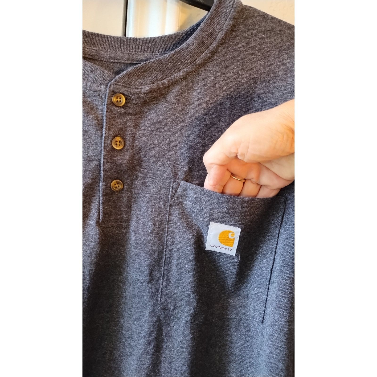 Carhartt Carhartt Men's Workwear Pocket Henley Gray T-Shirt XL Size US L / EU 52-54 / 3 - 2 Thumbnail