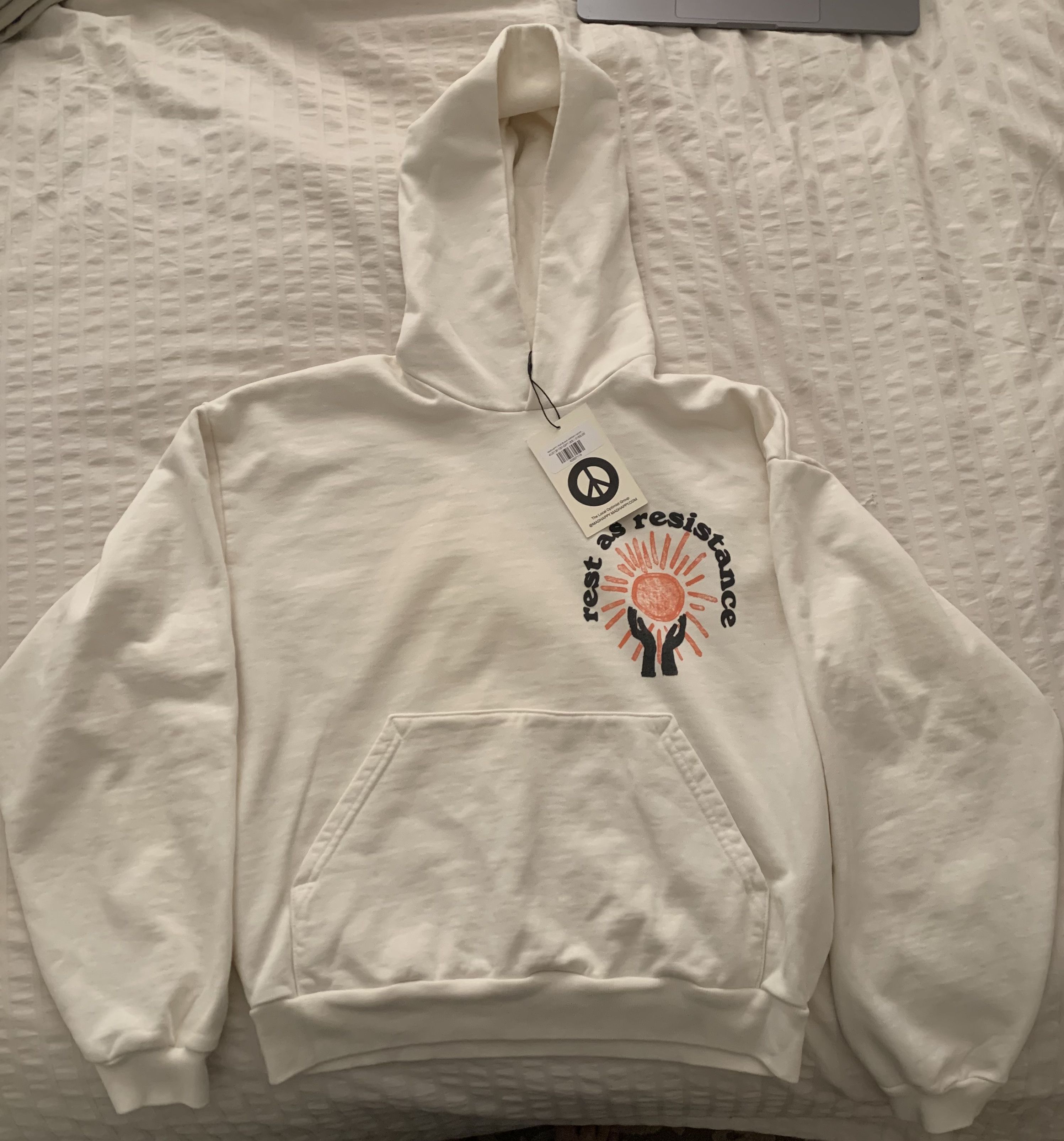 image of Madhappy New Rest As Resistence Hoodie in Cream, Men's (Size XS)