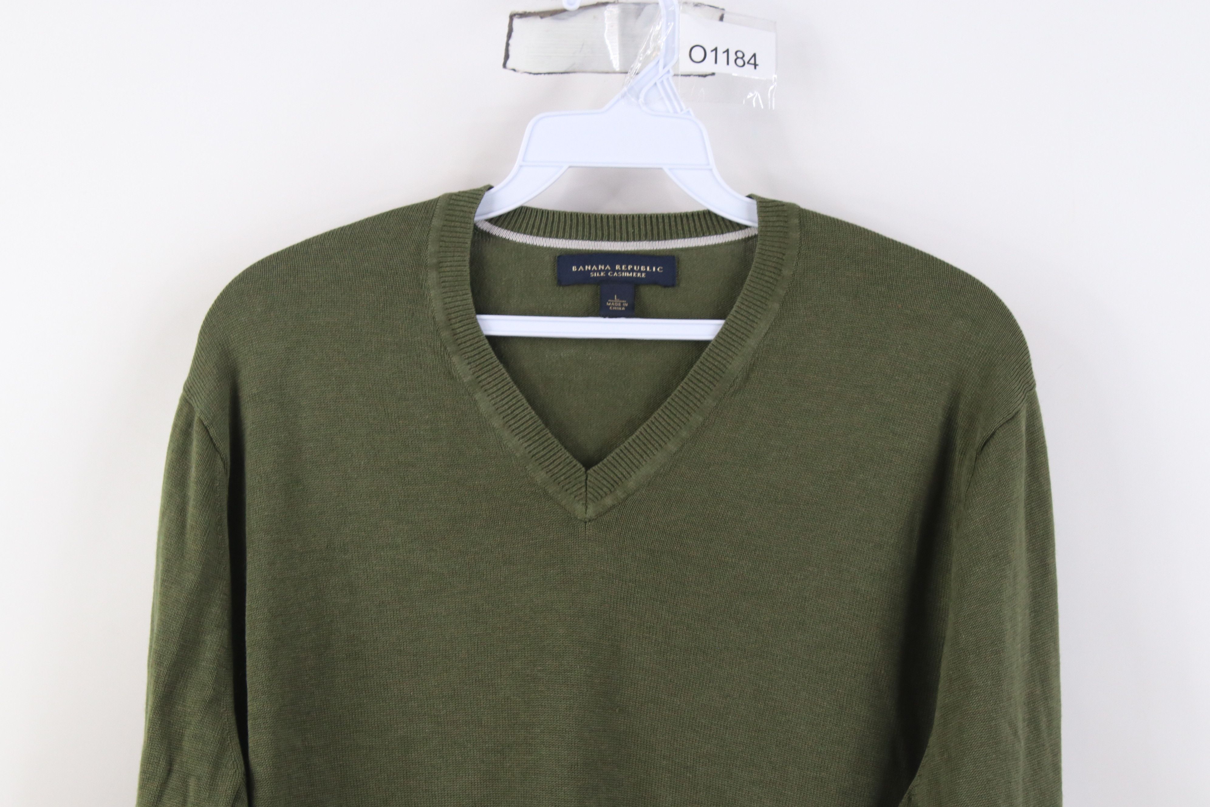 Banana Republic Banana Republic Silk Cashmere Knit V-Neck Sweater Green Size US L / EU 52-54 / 3 - 2 Thumbnail