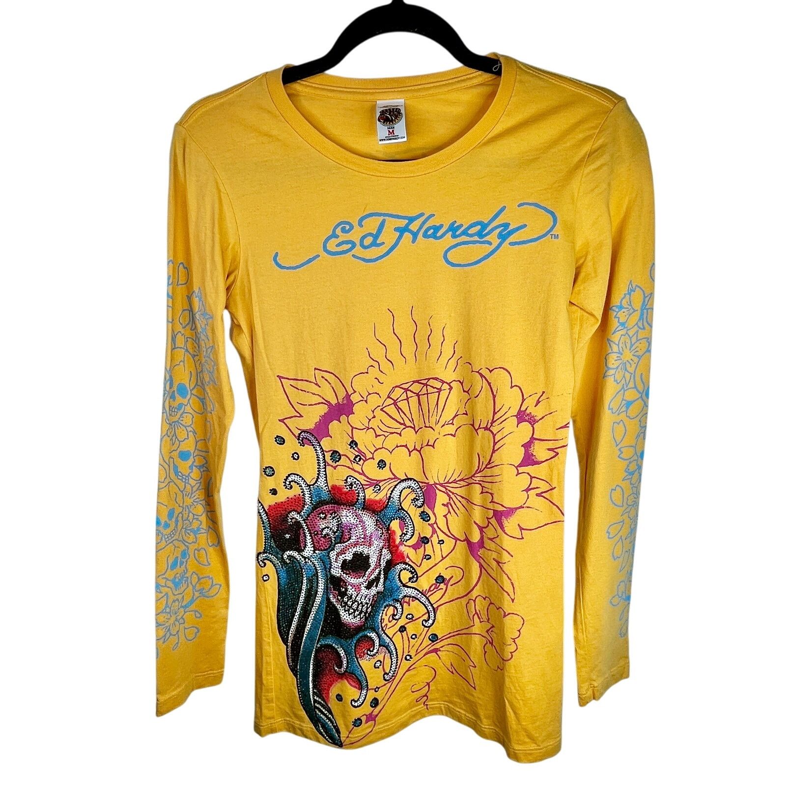 Ed Hardy Ed Hardy by Christian Audigier Y2K Skull Long Sleeve Shirt Size M / US 6-8 / IT 42-44 - 1 Thumbnail